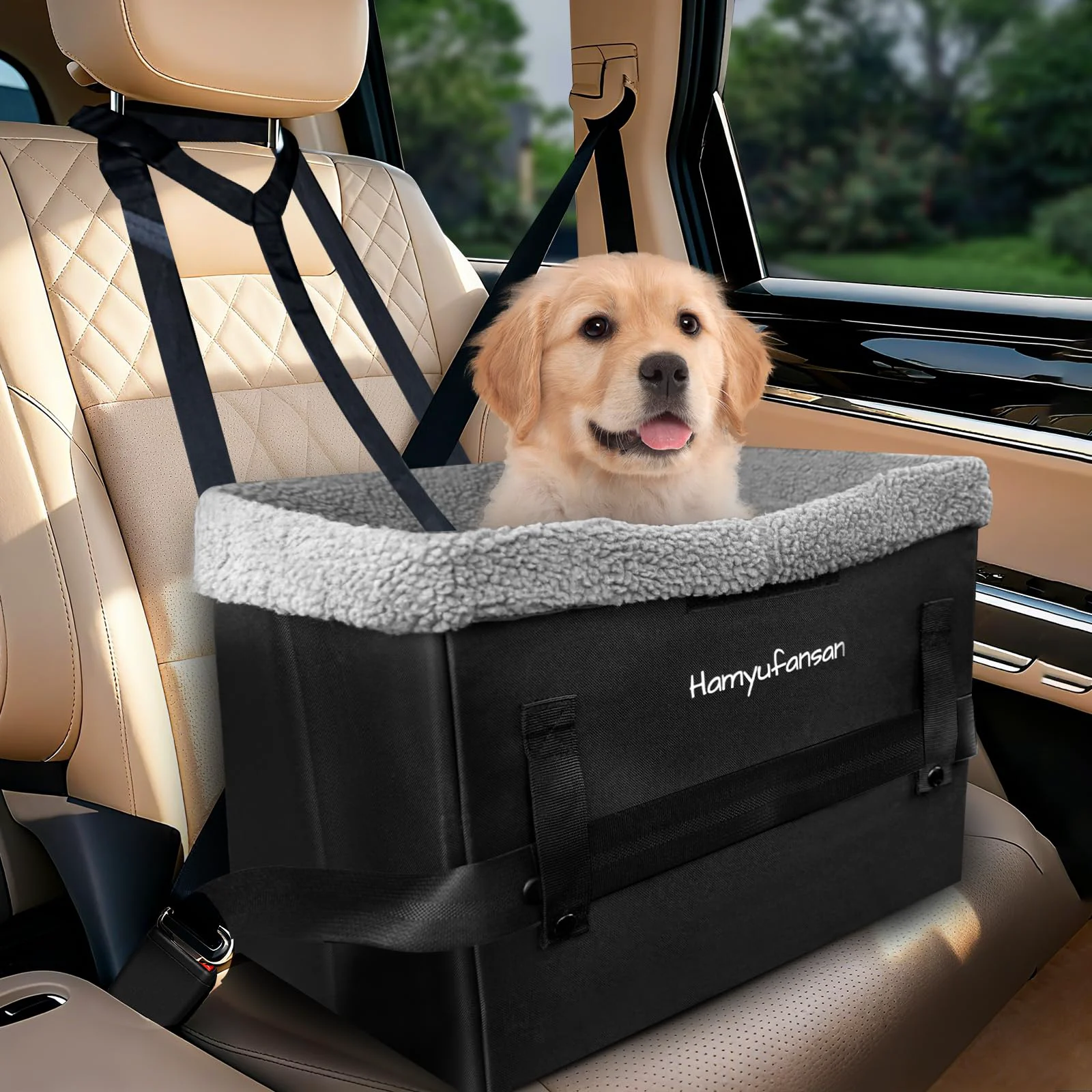 Traditional Hamyufansan Dog Car Seat – Dual Side Straps Booster for Pets Up to 25 lbs Certified
