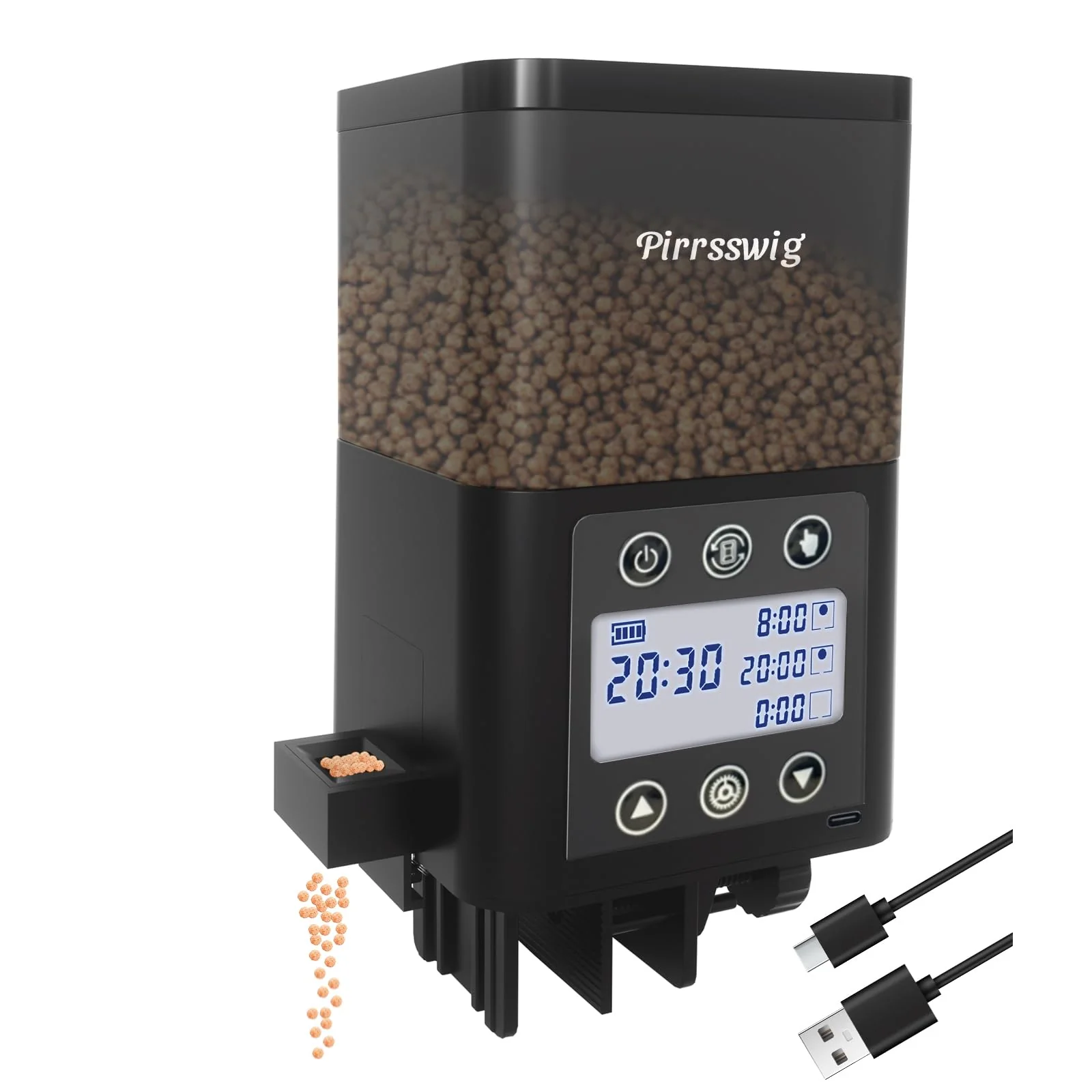 Durable Pirrsswig Automatic Fish Feeder for Aquarium – Timer LCD USB Rechargeable User-Friendly