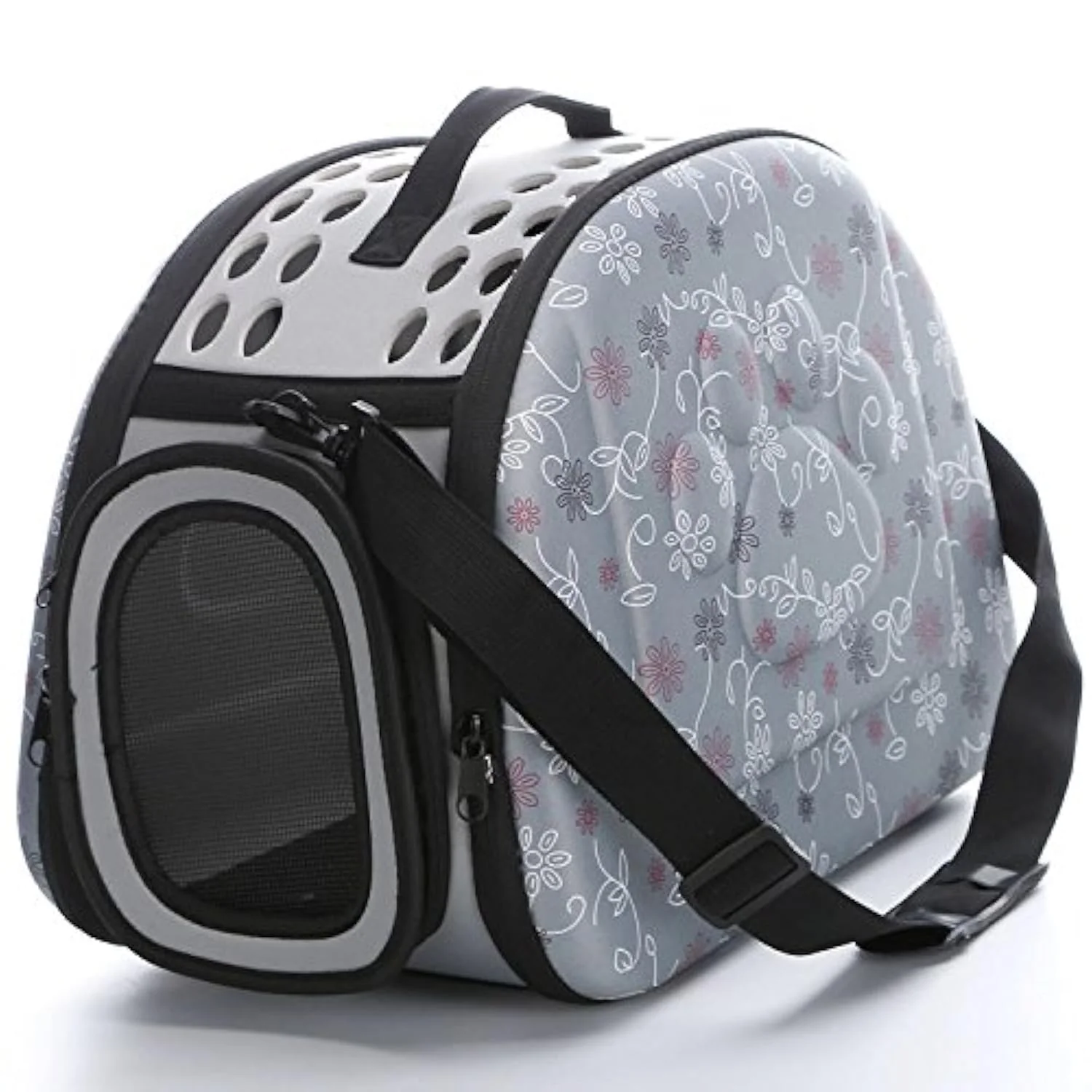 Certified Petall Foldable Pet Carrier Cage M Grey – Collapsible Travel Kennel for Dogs Cats Artisan