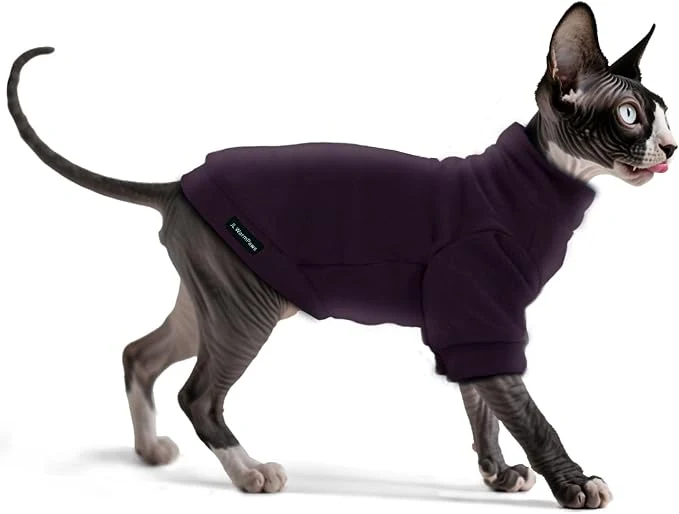 Eco-Friendly Fleece Sphynx Cat Clothes Soft Hairless Cat Clothes Pullover Cat Sweater Prestigious