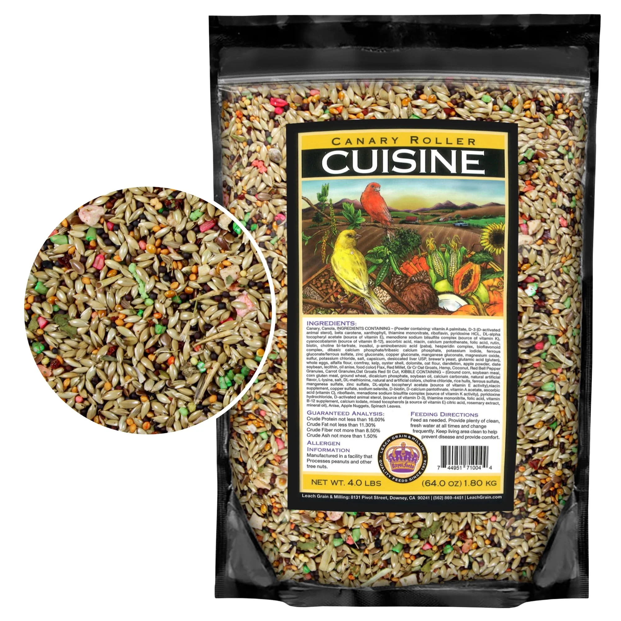 Fine Crafted LEACH Canary Cuisine 4 Lbs – Premium Canary Bird Seed with Essential Vitamins and Minerals Original Design
