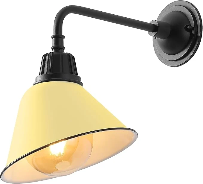 Unique JONATHAN Y JYL7612H Croydon 9.63 1-Light Farmhouse Industrial Indoor Outdoor Iron LED Gooseneck Arm Outdoor Sconce for Entryway Lobby Kitchen Bathroom Bedroom Living Room Hallway Matte YellowAbout ThisOverview Eco-Friendly