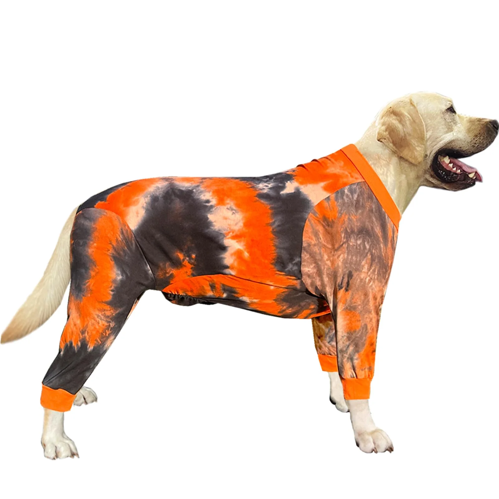 Easy-to-Use PriPre Dog Pajamas for Large Dogs – Cotton Tie-Dye Onesie Jumpsuit XL Black Orange Flexible