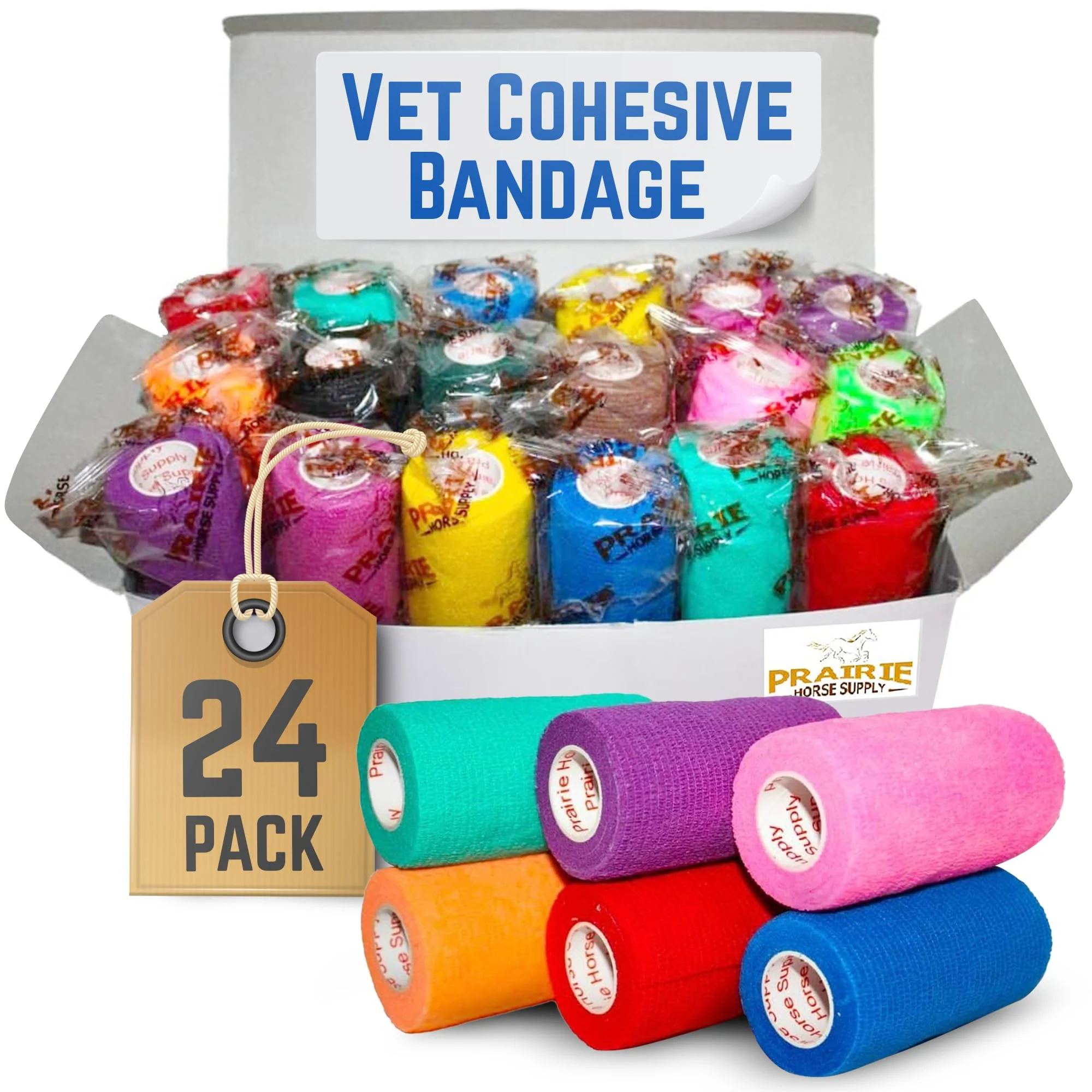 Responsible Prairie Horse Supply 2 Inch Vet Wrap Tape Bulk – 24 Assorted Colors Top-Quality