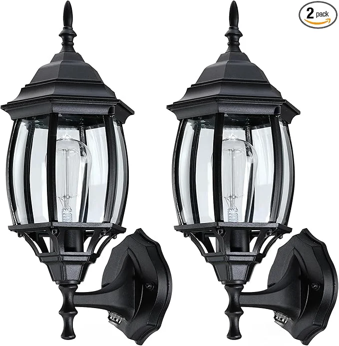 Fast 2 Pack Black Dusk to Dawn Outdoor Wall Lights – 16.8 Inch Garage Side Light for House Outside Dusk to Dawn Wall Lantern Black Vintage Porch Sconce Light for Front Door Entrance Balcony E26About ThisOverview Optimized