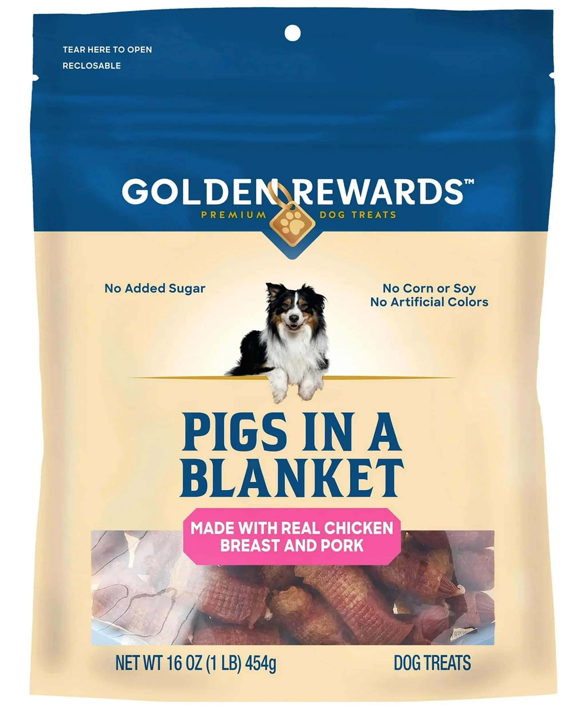 User-Friendly Golden Rewards Pigs in a Blanket Dog Treats Air-Dried Jerky with Chicken Pork First-Class