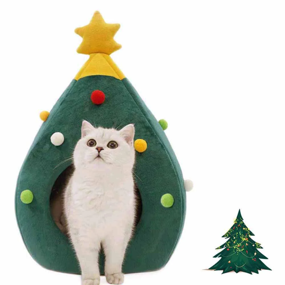 Authentic Ushang Pet Christmas Tree Cat Bed – Cozy Indoor Igloo for Small Pets Lightweight