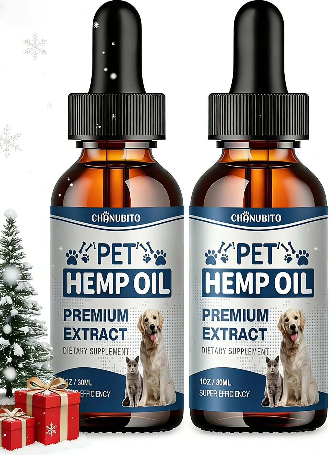 Secure CHANUBITO Pets Hemp Oil for Dogs Cats 2 Packs – Anxiety Pain Support Inflammation Appetite Joint Skin Health Calming Drops Refined