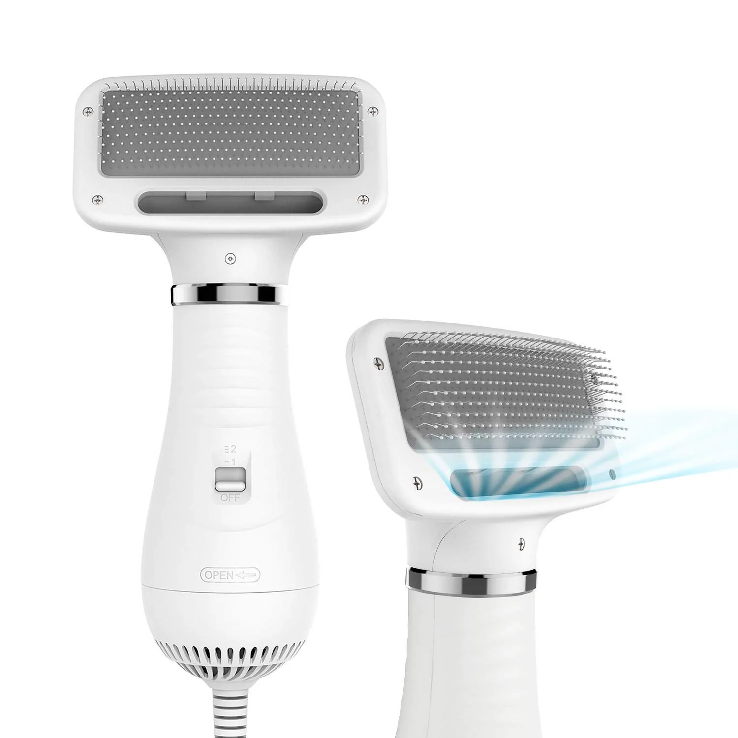 Smooth iPettie Pet Grooming Dryer with Slicker Brush — Quiet 2 Heat Settings 13 oz Specialty