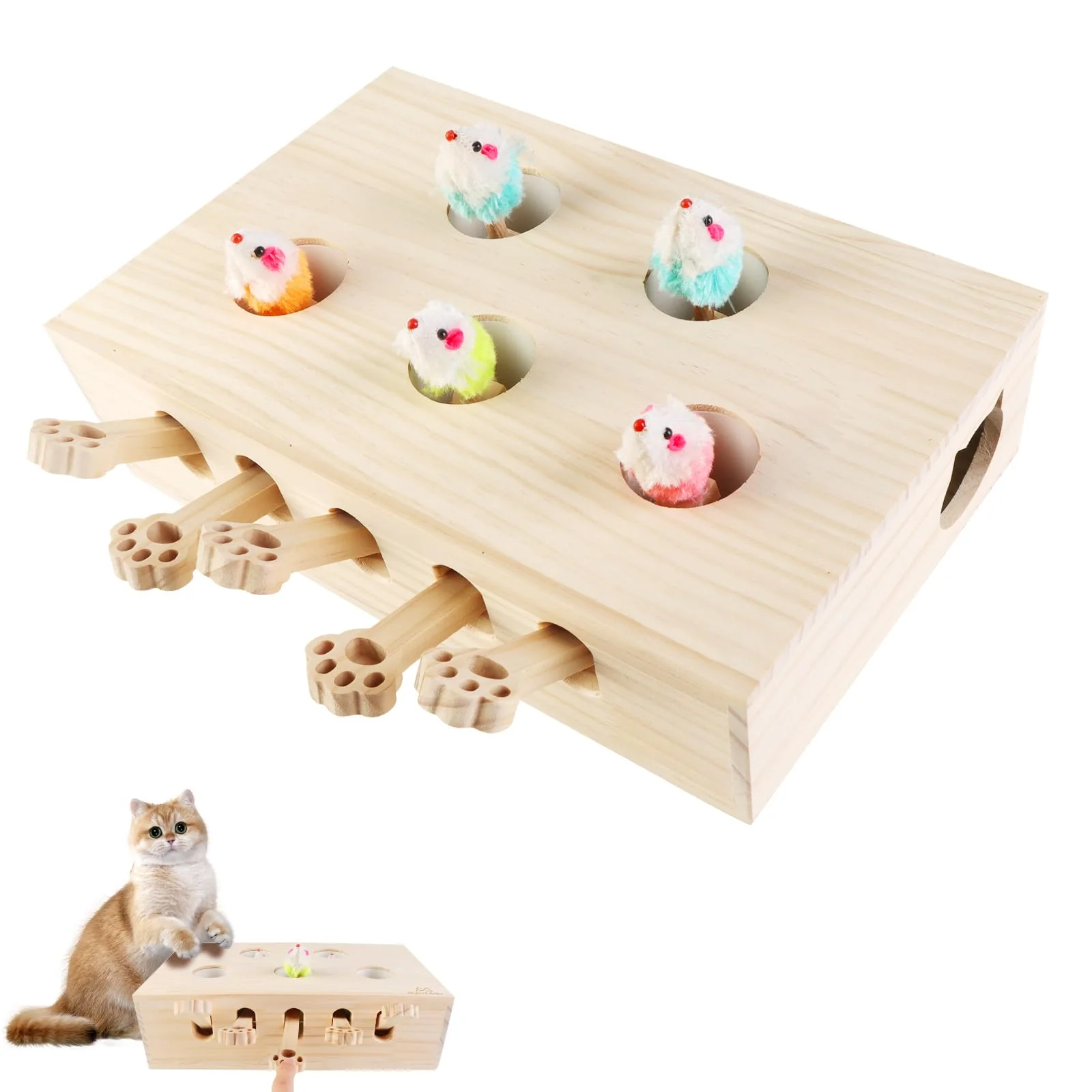 Genuine Wooden Interactive Cat Toy – 3-in-1 Pop Up Scratcher for Indoor Outdoor Cats Generic Comfortable