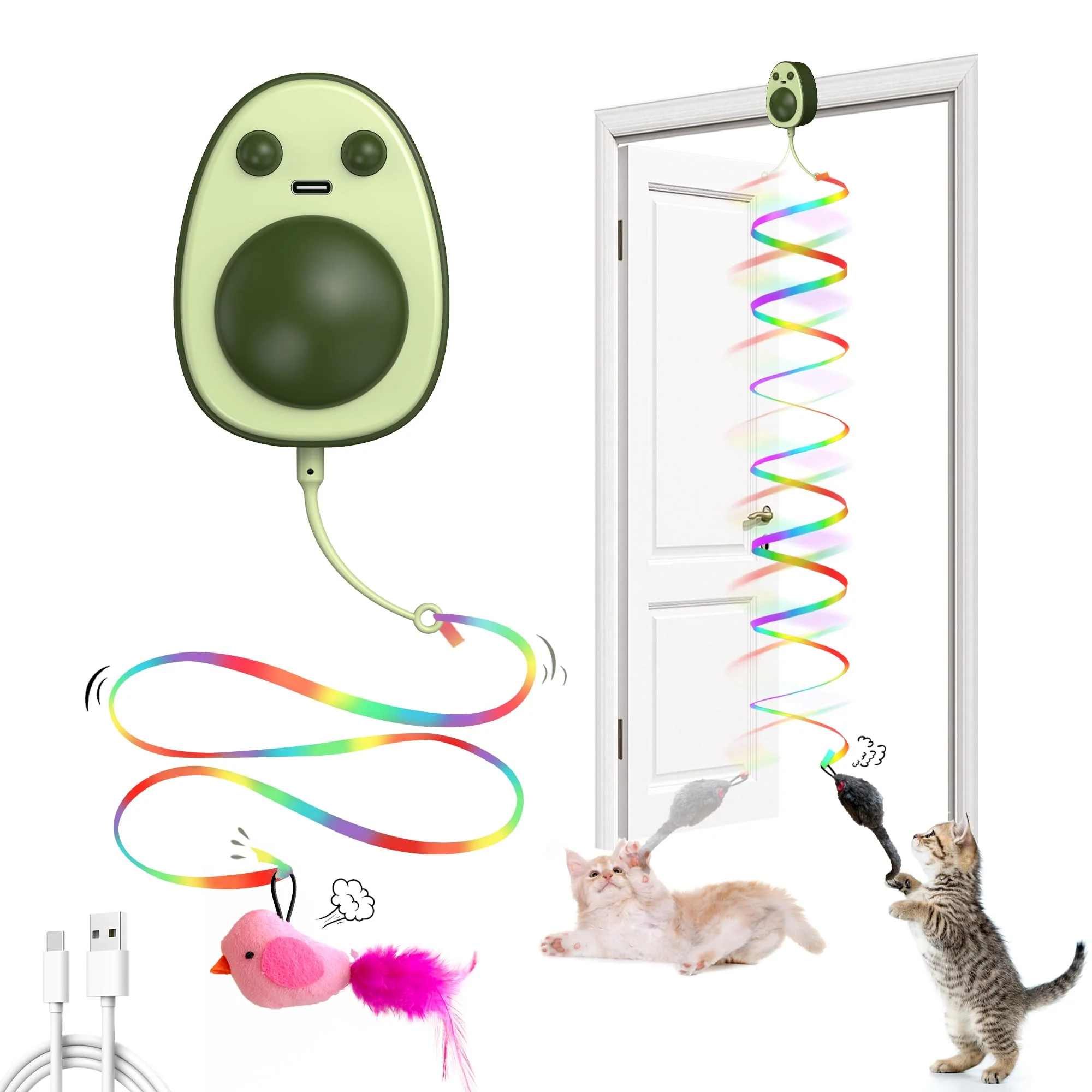 Powerful PANRIO Interactive Cat Toys – Flying Bird Mouse Wand Teaser for Indoor Cats Luxury