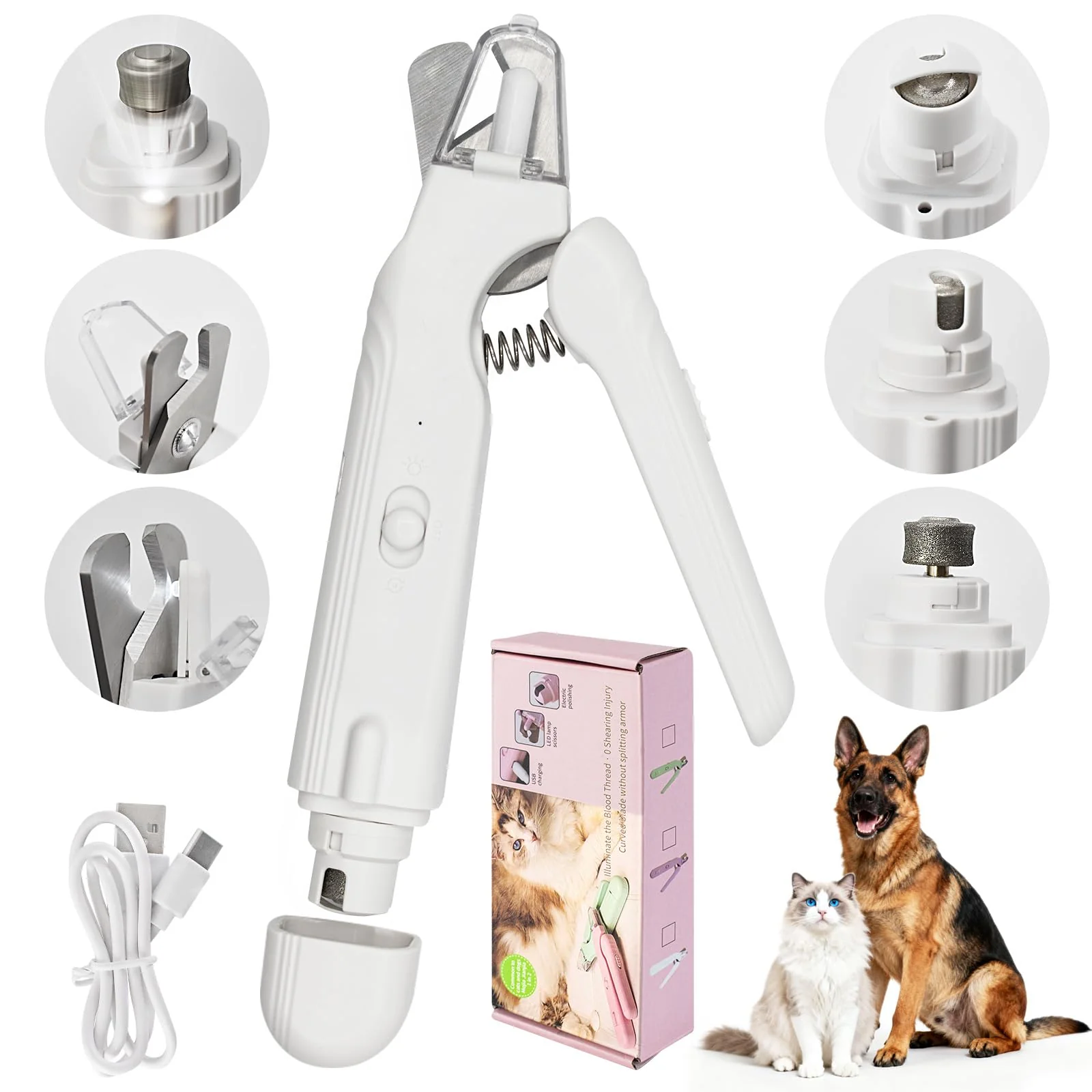 Exclusive Deisunpet 2-in-1 LED Pet Nail Clipper Grinder – Rechargeable Safe Quiet Professional