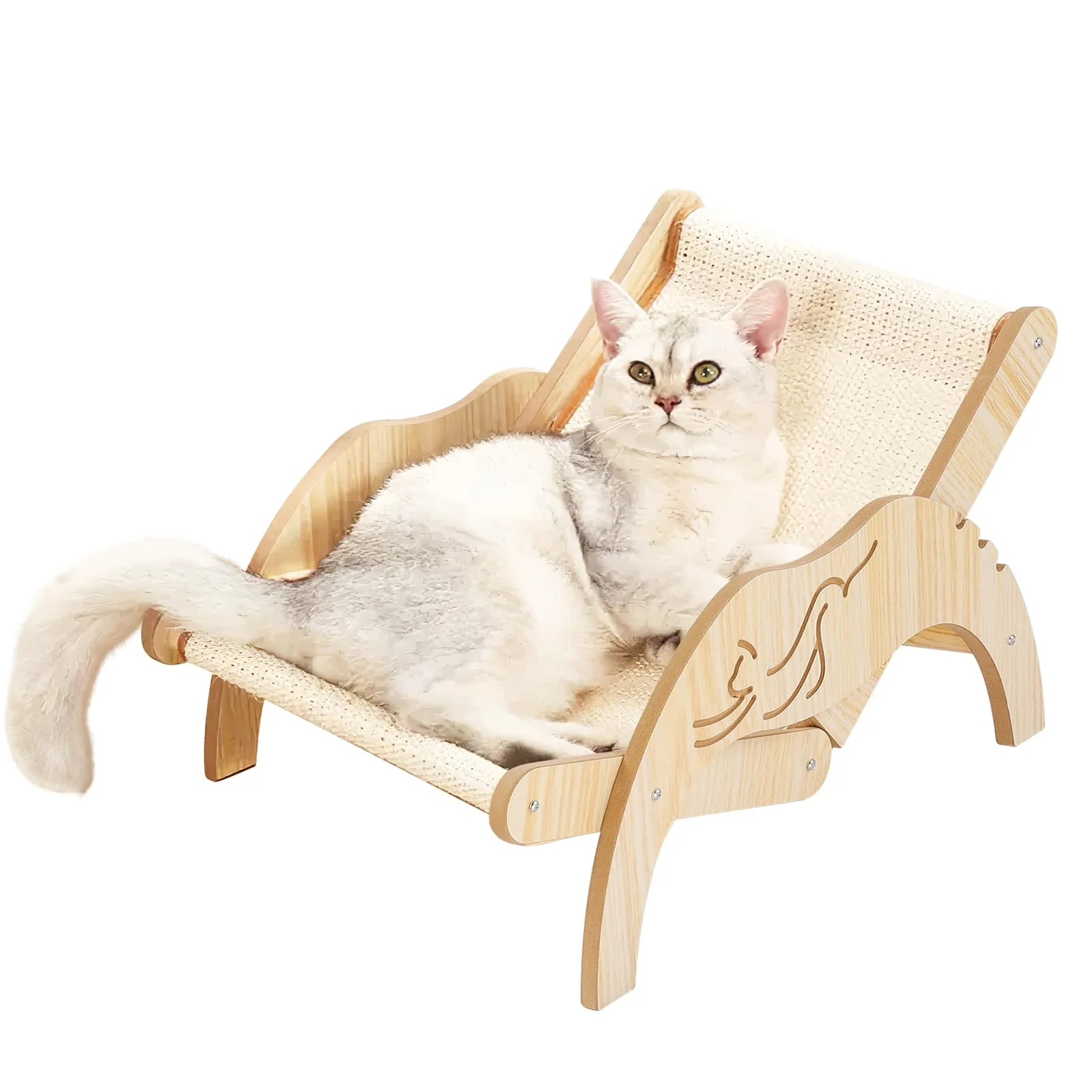 Advanced LPOTIUS Cat Hammock with Sisal Scratcher — d Wooden Cat Lounger with Adjustable Angles Crafted