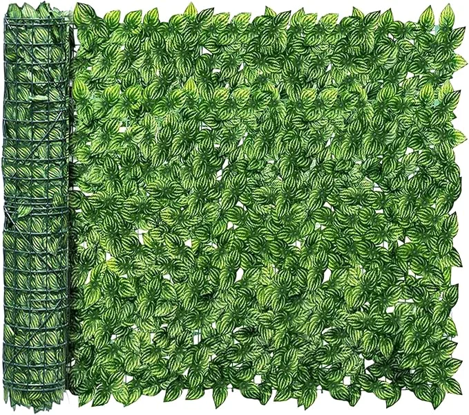 Environmentally Friendly Artificial Ivy Privacy Fence Screen 160×40 inchs Artificial Hedge Grass Wall，Faux Ivy Fence Privacy Screen，Decoration for Patio Balcony Garden Color Printing Watermelon LeavesAbout ThisOverview Reusable