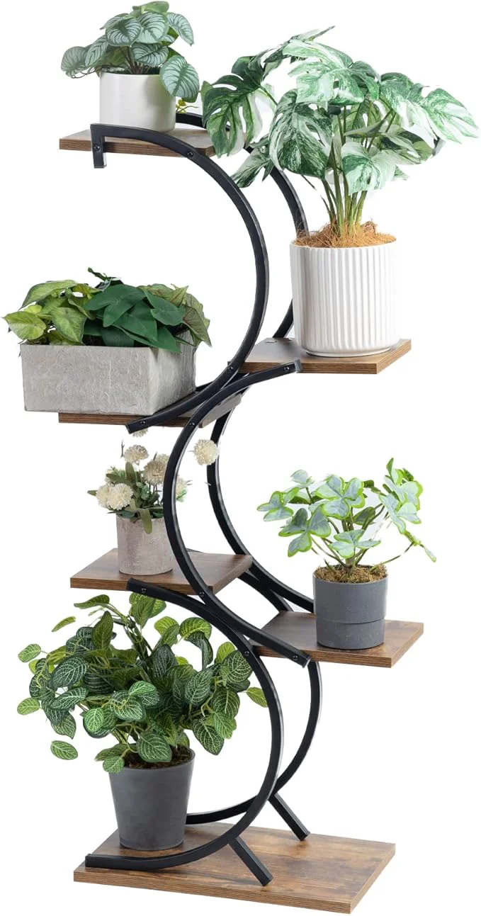 Fashionable CHPHI Plant Stand Indoor 6-Tier wrought iron Plant Stand Green Indoor Tiered Use Office Home Decor Flower Pot Holder Shelf for Living Room Patio BalconyAbout ThisOverview Versatile