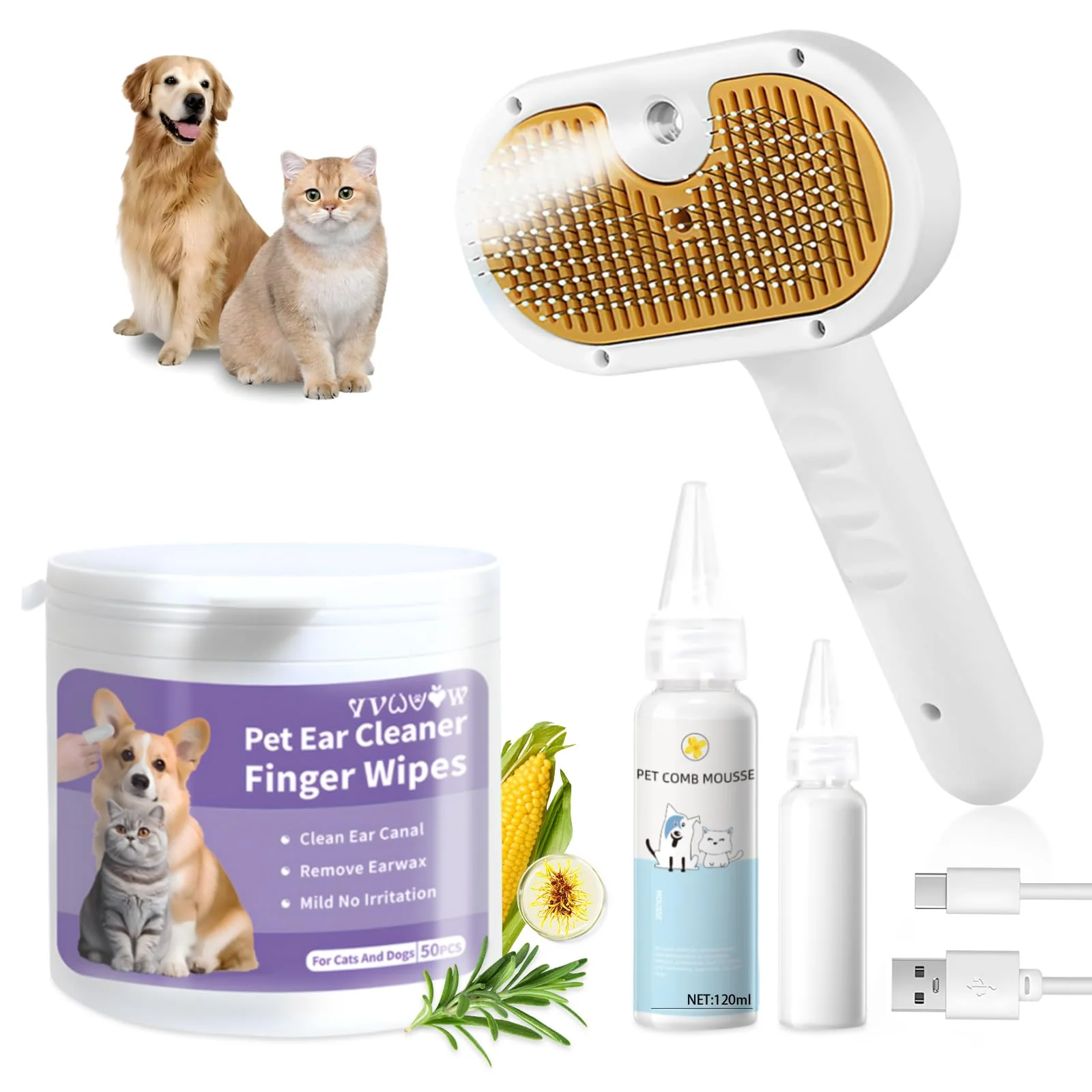 Casual VVWVVW Cat Steam Brush – 3-in-1 Pet Grooming Tool with Mist Spray Hair Removal Cleaning Selected