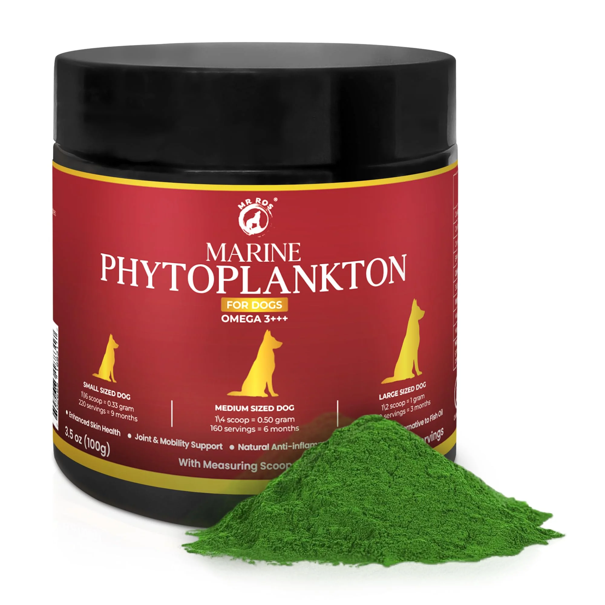 Versatile Mr Ros Marine Phytoplankton for Dogs – Strength Growth Calm Energy Support Pure Microalgae Powder 3.5 oz 100 g Clean