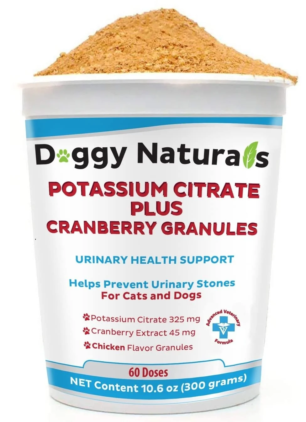 Practical Potassium Citrate Cranberry Granules 300g for Cats Dogs Urinary Tract Support Made in USA Recyclable