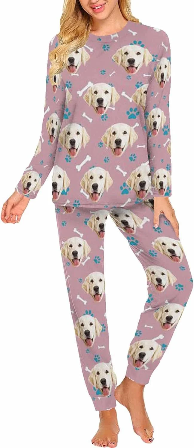 Exclusive MyPupSocks Custom Face Pajamas Sets for Women Personalized Photo Sleepwear XS-XXL Original Design