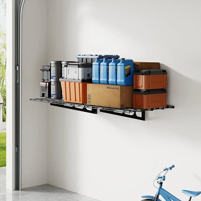 Practical FLEXIMOUNTS 2x4ft Garage Shelving Wall-Mounted 1-Pack Heavy-Duty Wall Shelving Holds Up to 200 lbs Garage Storage Rack for Organization Storage Bins Black Classic SeriesAbout ThisOverview Prestigious