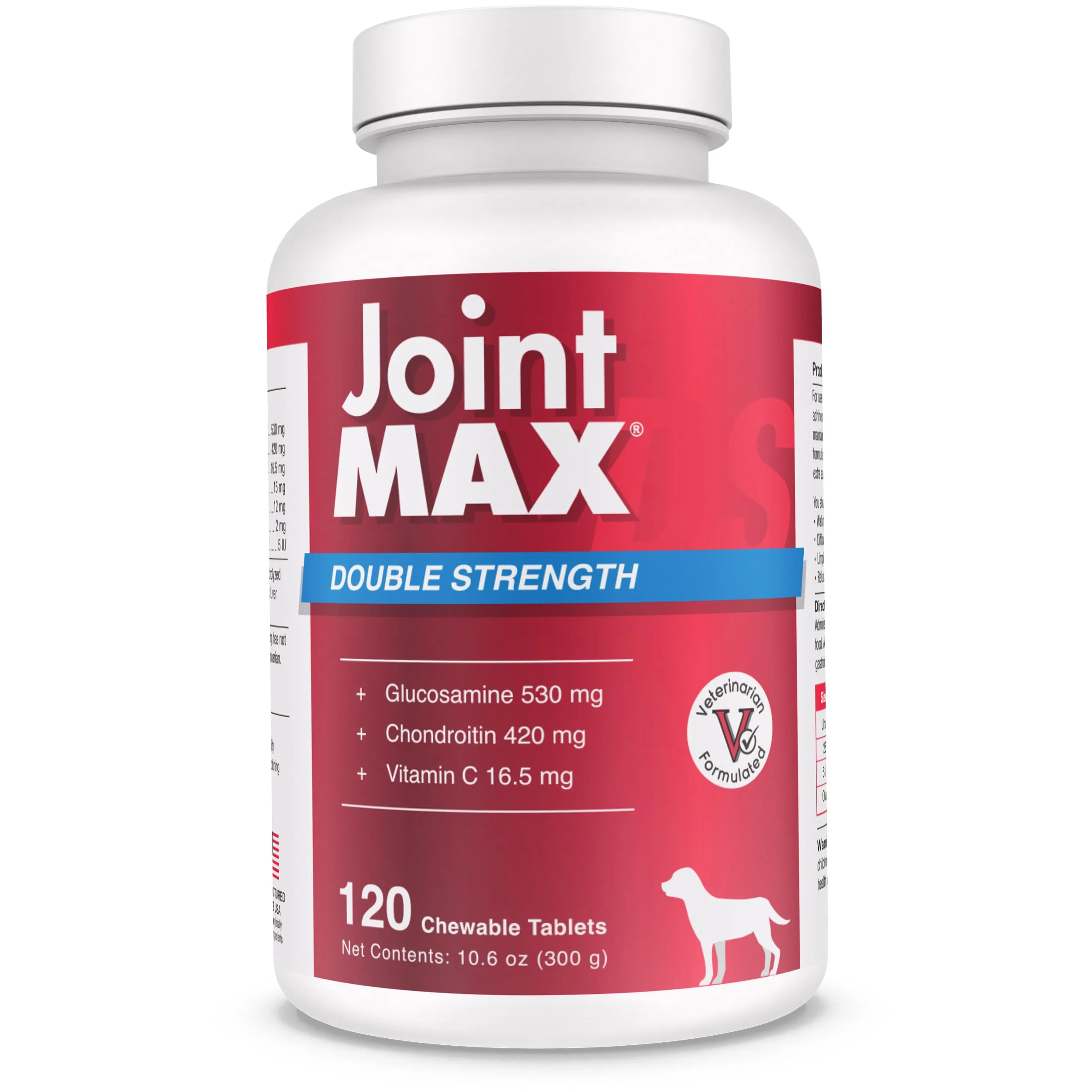 Carefully Designed Joint MAX Double Strength – Maximum Joint Health for Dogs 120 Chewable Tablets Lightweight
