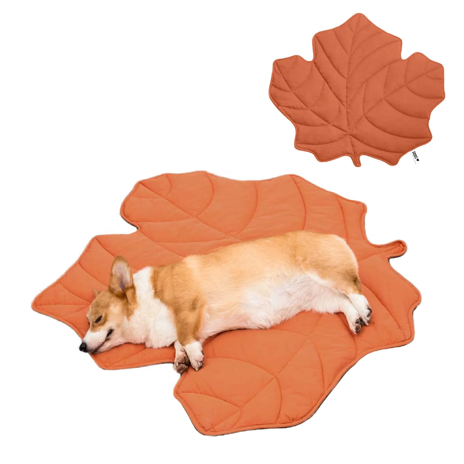 Smart FUNNY FUZZY Leaf Design Dog Blanket Mat 40×46 Maple Red — Double-Sided Machine Washable Fast