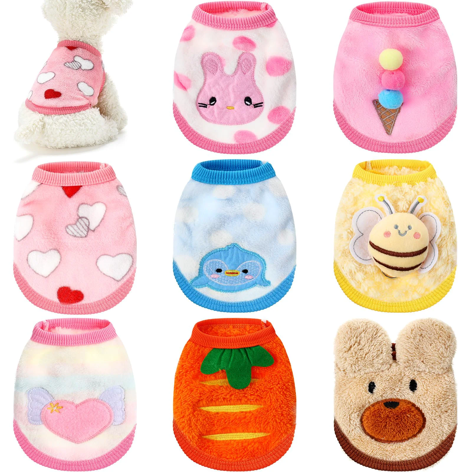 First-Class Geyoga 8 Pcs 2XS Winter Pet Clothes Sweater Set for Small Pets Cozy Fleece Costumes Easy-to-Use