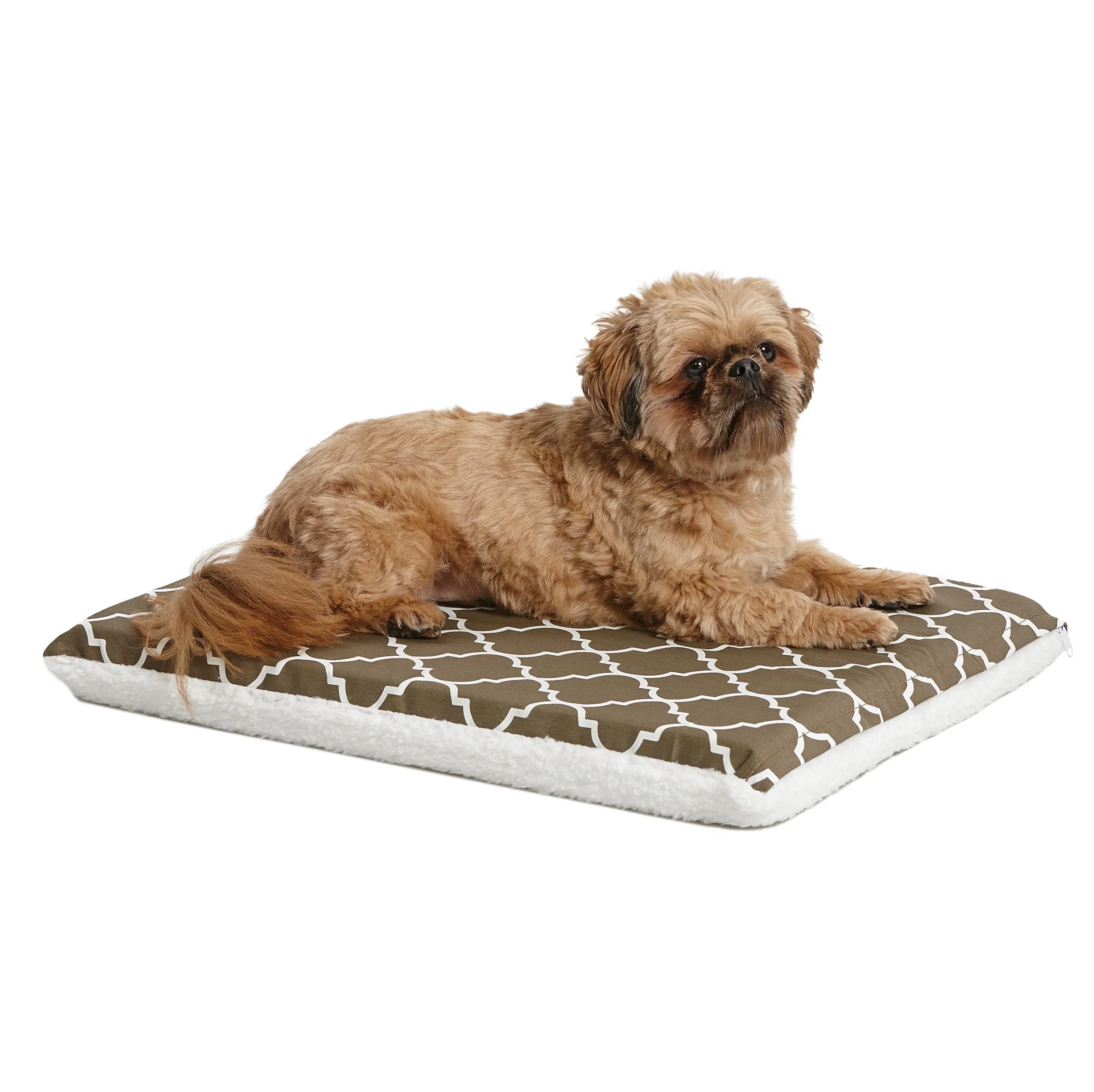 Convenient MidWest Homes for Pets 24in Brown Geo Fleece Reversible Crate Pad Defender Mat High-Performance