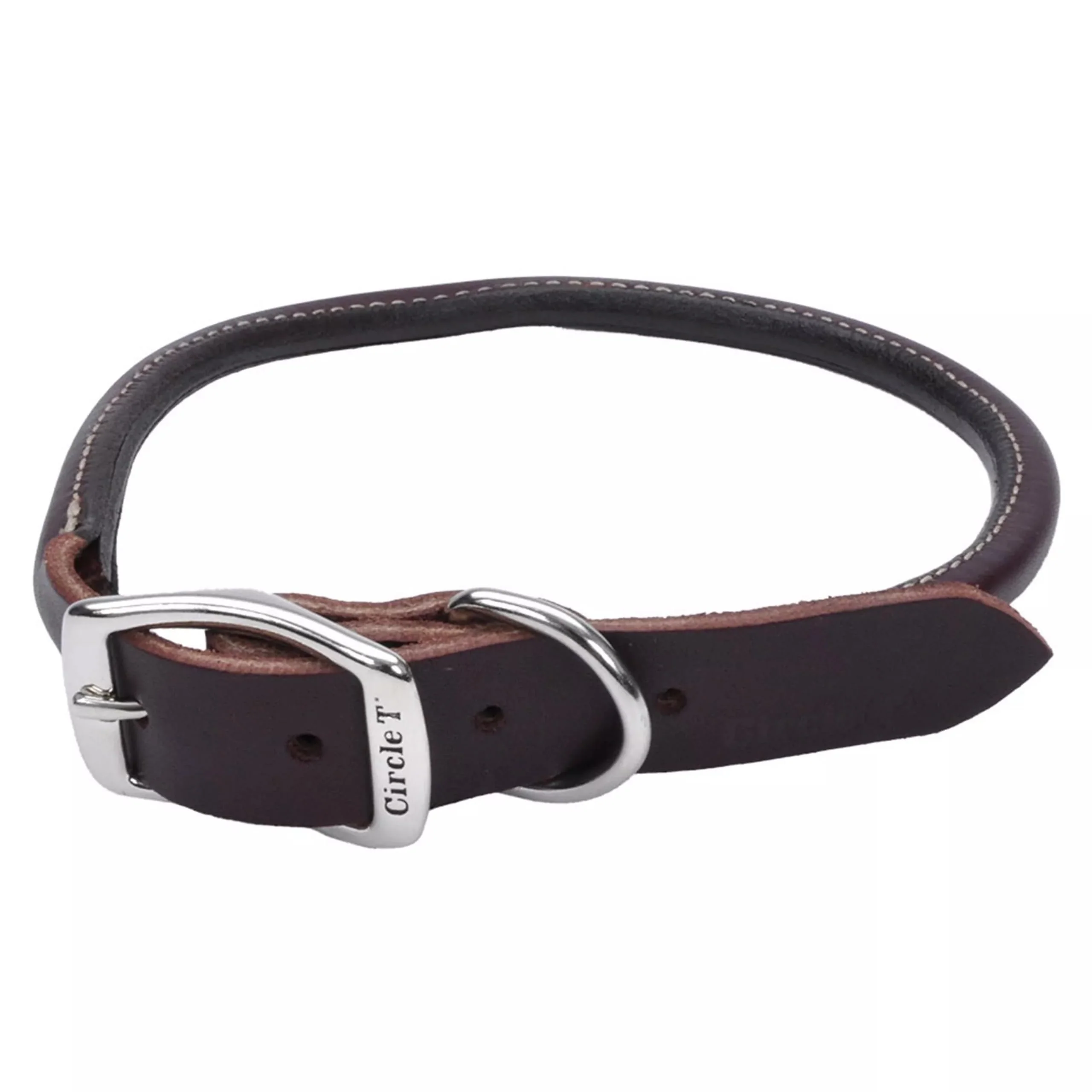 Convenient Coastal Circle T Latigo Leather Round Dog Collar – 1-inch x 22-inch with Brass Hardware Dependable