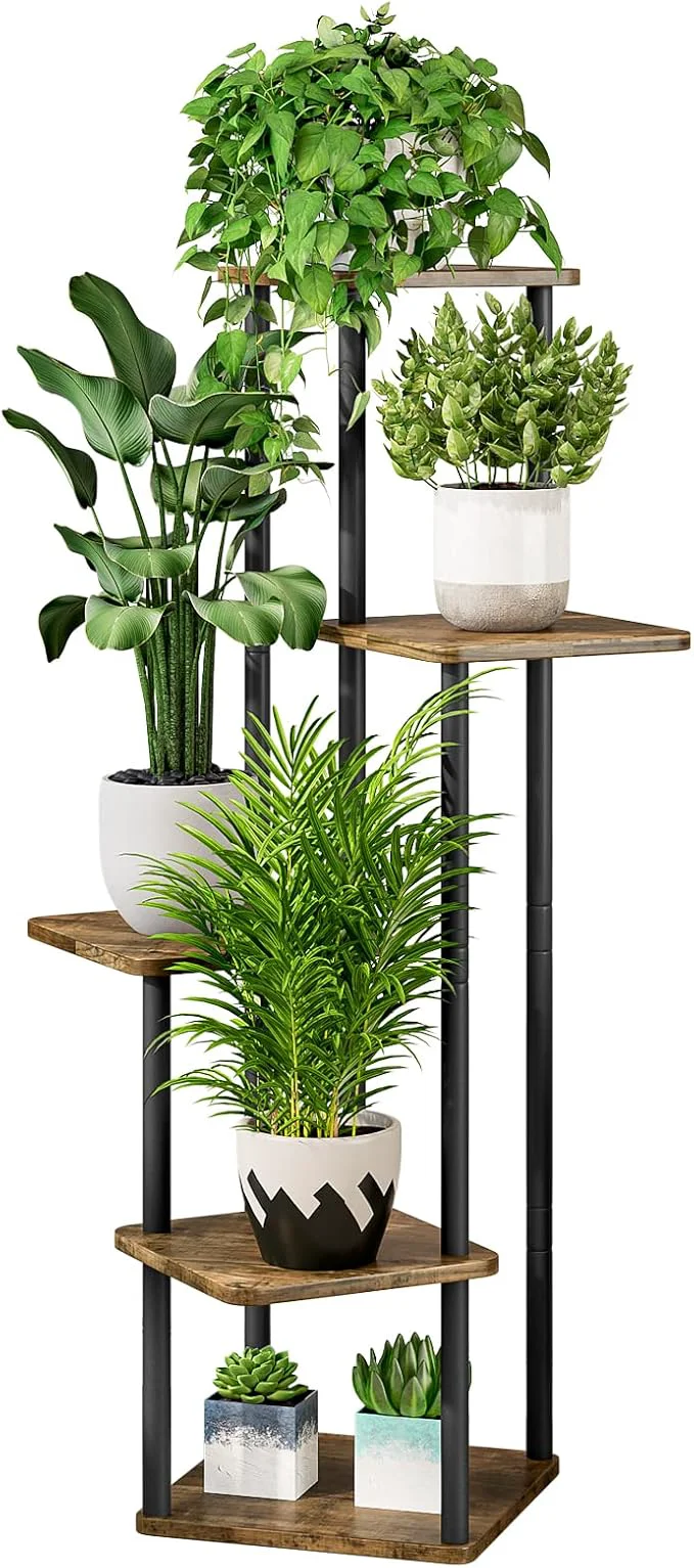 Pure AZERPIAN Plant Stand 5 Tier Indoor Metal Flower Shelf for Multiple Plants Corner Tall Flower Holders for Patio Garden Living Room Balcony Bedroom Black 5 Tier-Black About ThisOverview Premium