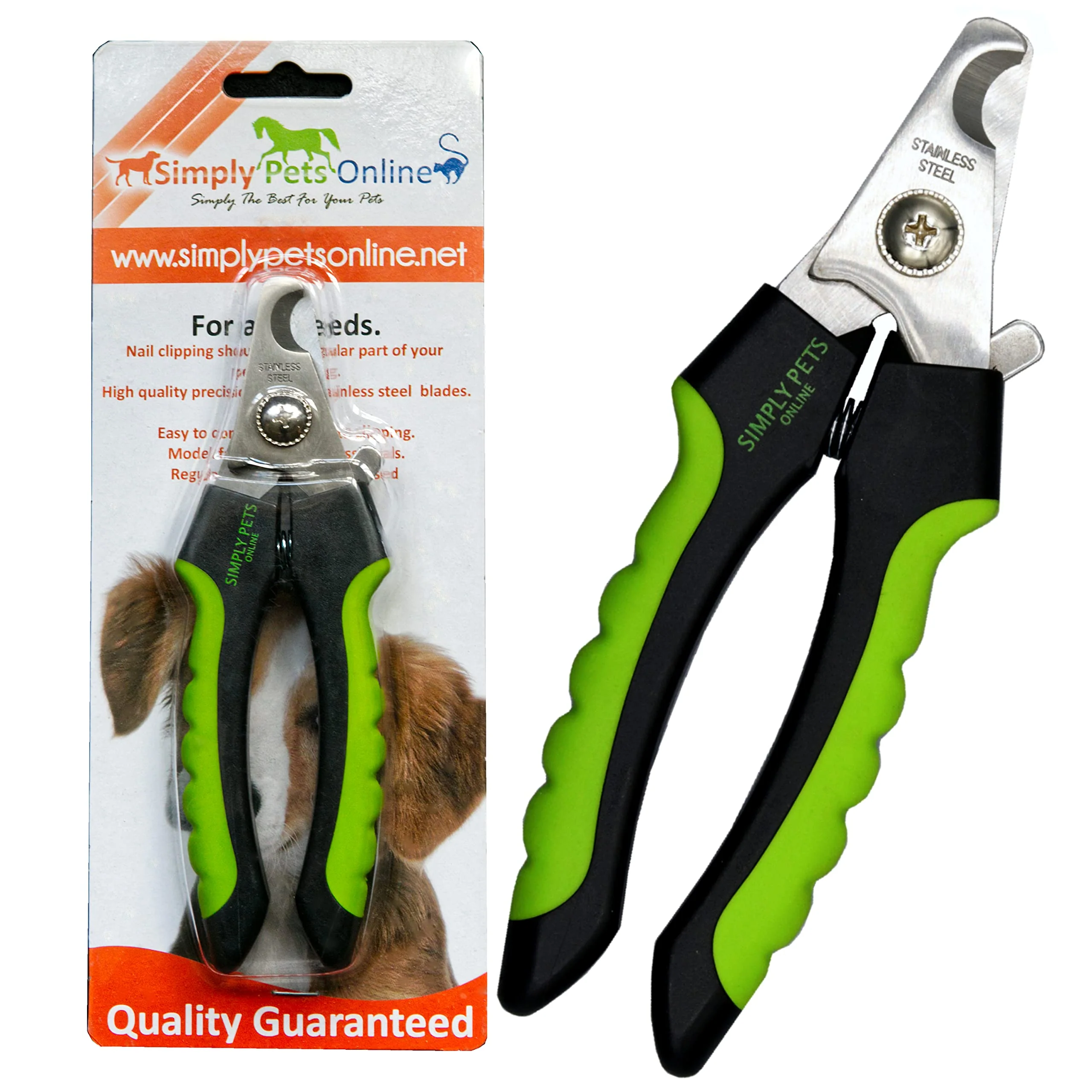 Proven Simply Pets Dog Nail Clippers with Safety Guard – Vet-Designed for Medium Large Dogs Green