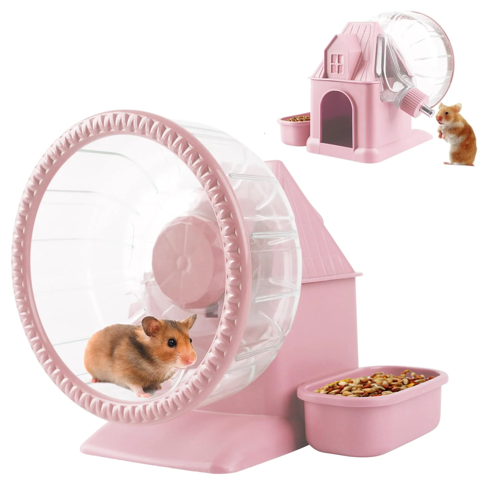 Advanced NATURE Ann 4 in 1 Silent Large Hamster Wheel – Multifunction Running Wheel Pink Easy-to-Use