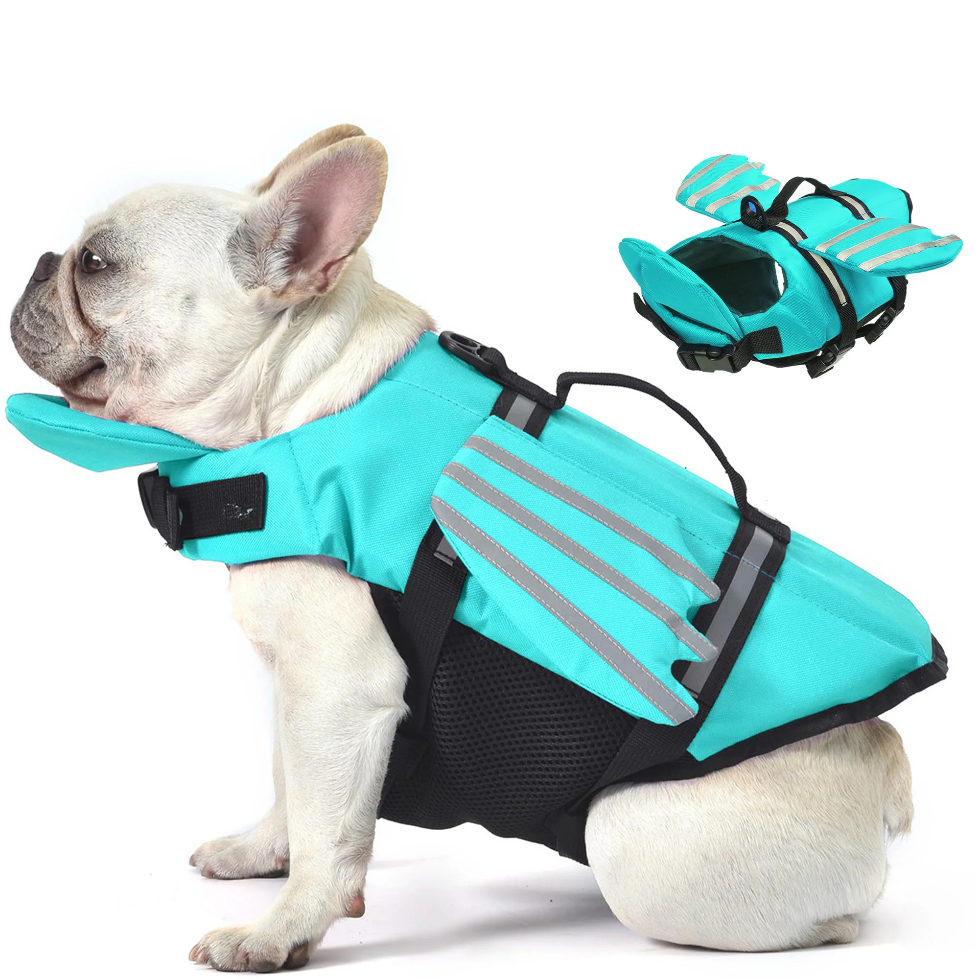 First-Class Petglad Wings Dog Life Jacket – Adjustable Float Vest with Rescue Handle Reflective Stripes Pine Green XS Solid