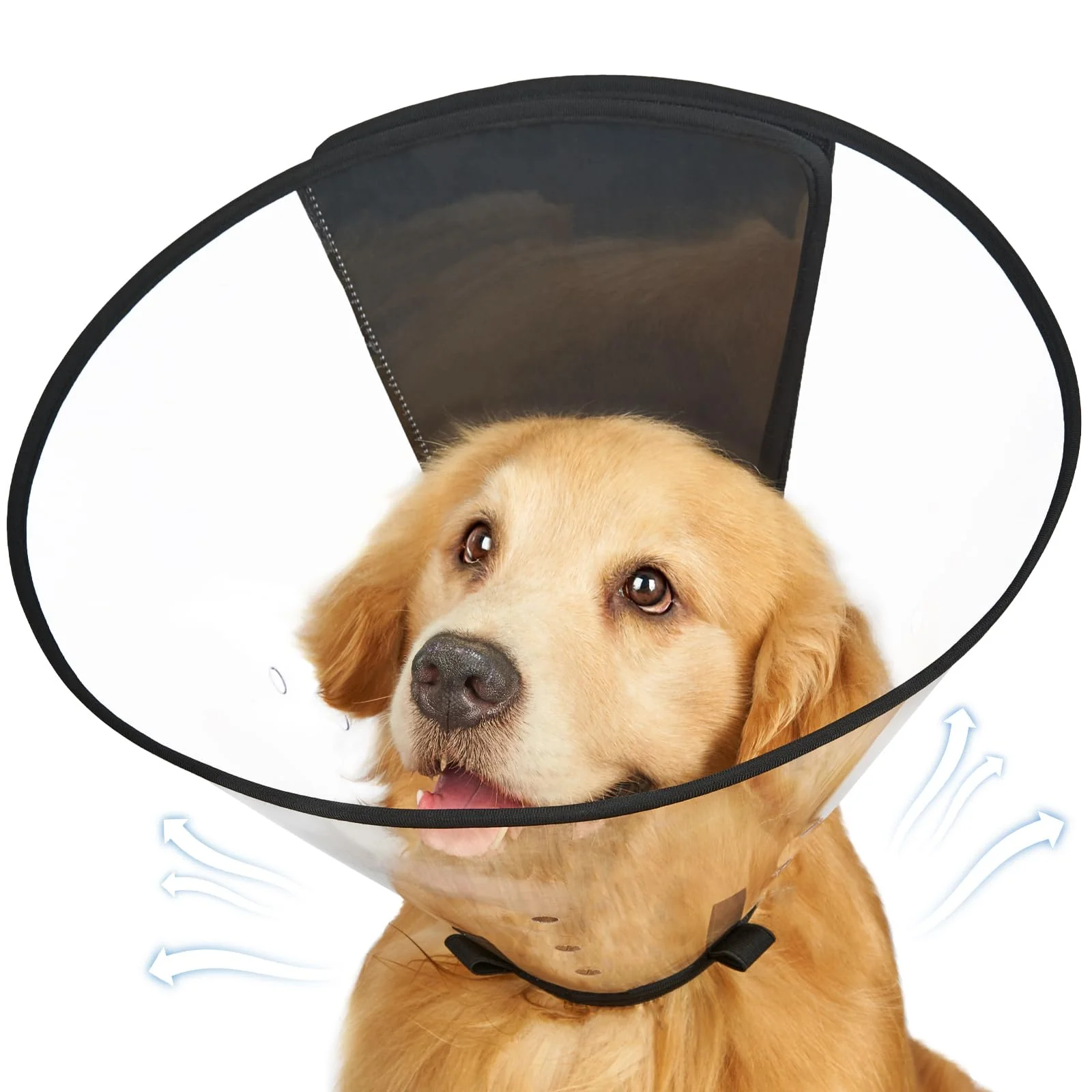 Superior Didopet Dog Cone Collar – Transparent Soft Recovery E-Collar for All Dog Sizes Lightweight