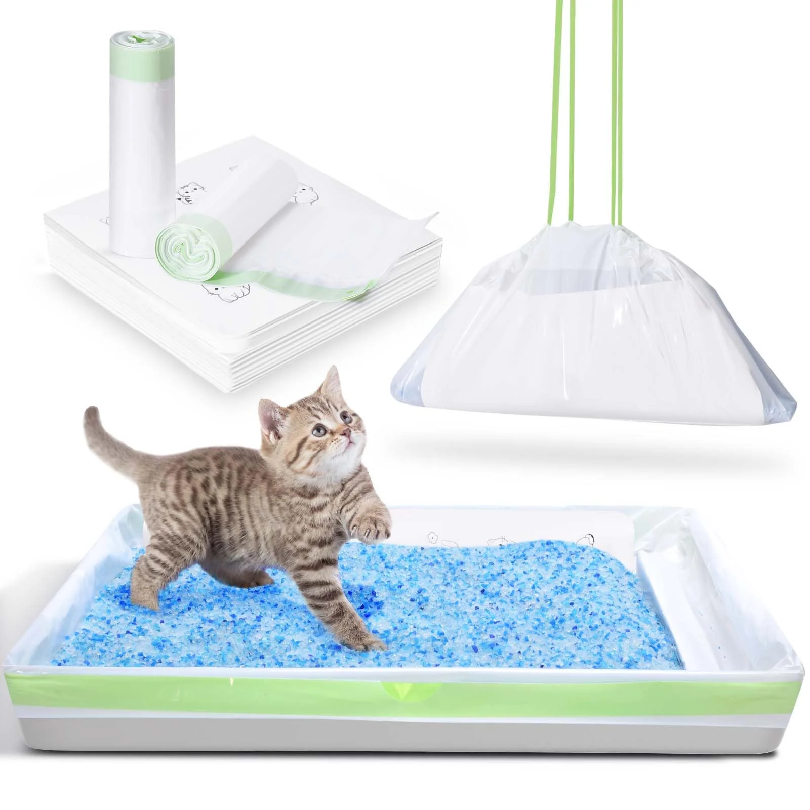 Smart PETOCAT Cat Litter Liners with Anti-Scratch Cardboard for Scoop Self-Cleaning Litter Box — 20 Count Responsible