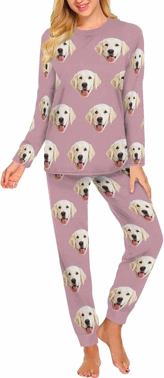 Innovative MyPupSocks Custom Face Pajamas Sets for Women Personalized Photo Sleepwear XS-XXL Green