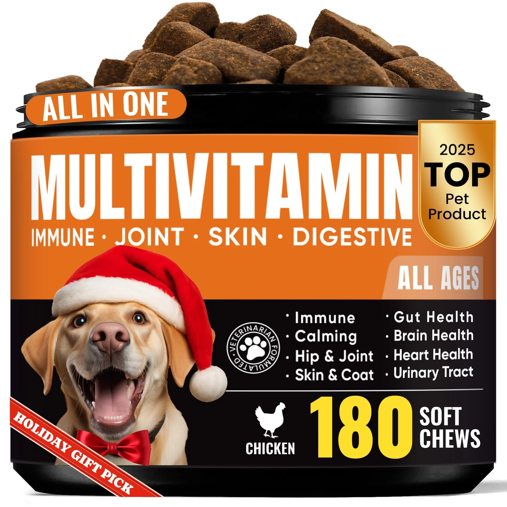 Fine Crafted BuddyCheer Dog Multivitamin Soft Chews – Joint Support Gut Health Skin Coat 180 Chews