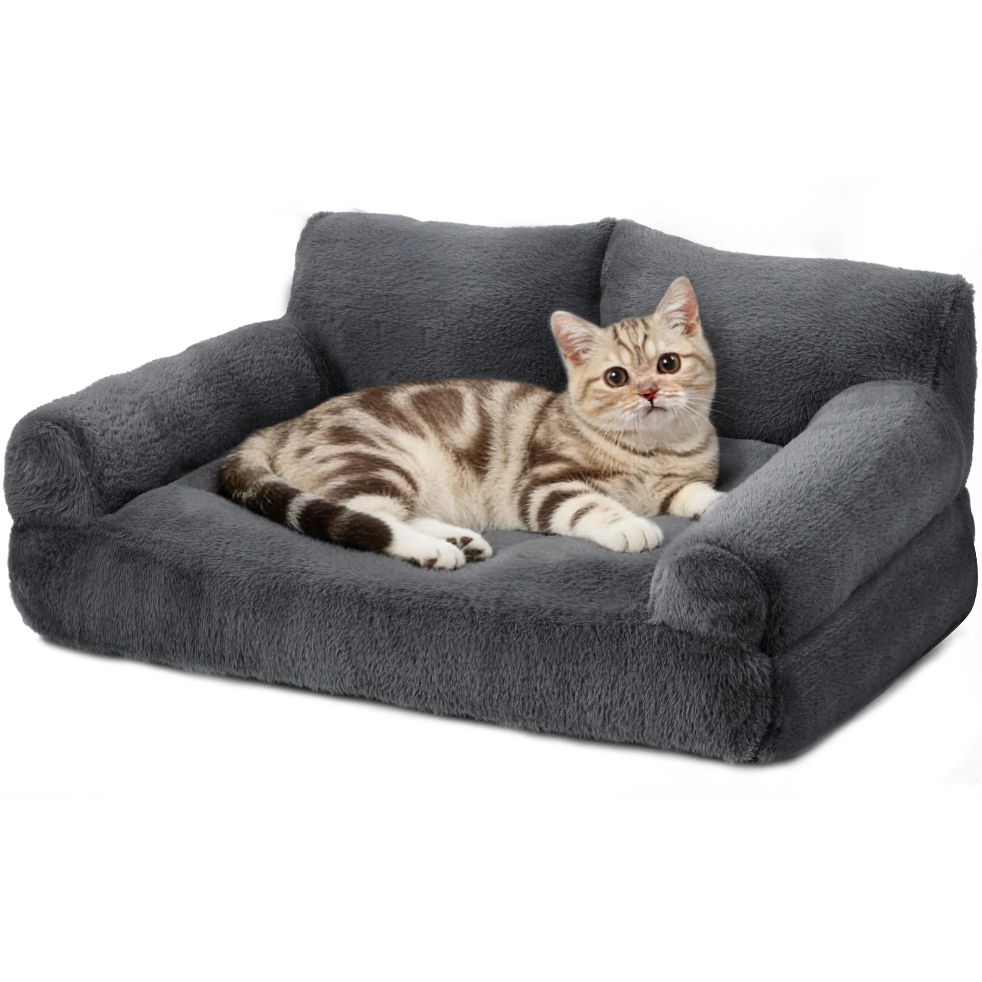 Selected FURMORENE Cat Bed Sofa for Small Pets Plush 10lb Capacity Dark Grey Environmentally Friendly