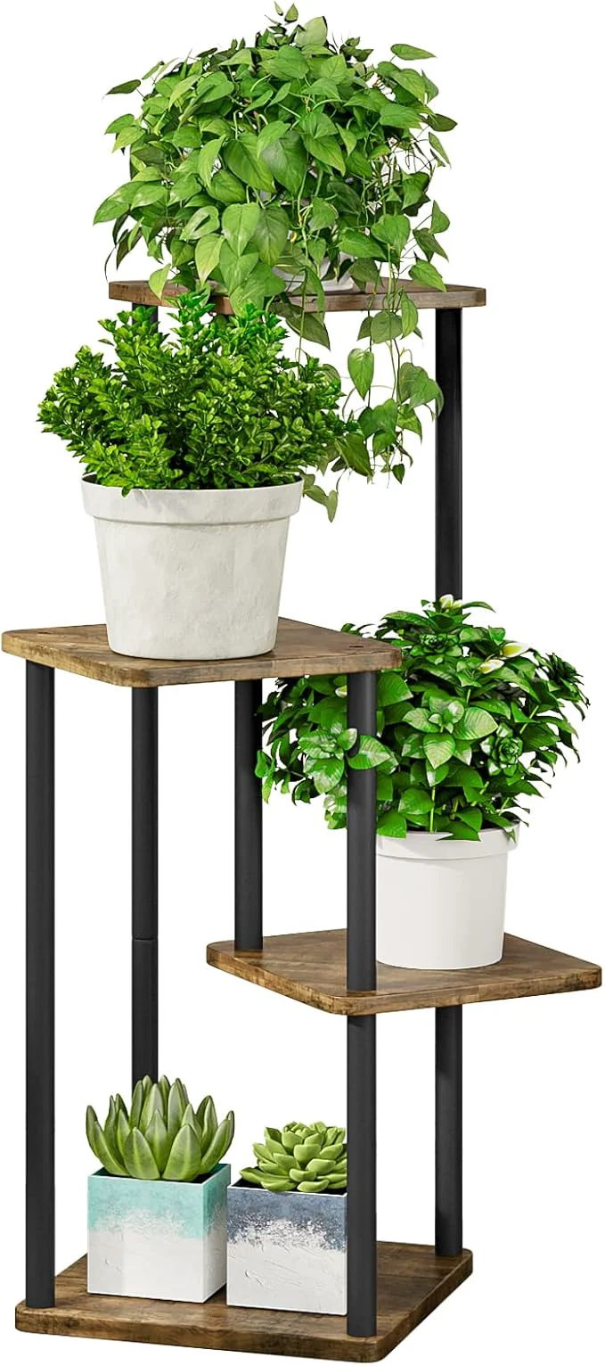 Genuine AZERPIAN Plant Stand 4 Tier Indoor Metal Flower Shelf for Multiple Plants Corner Tall Flower Holders for Patio Garden Living Room Balcony Bedroom Black 4 Tier-Black About ThisOverview Authentic