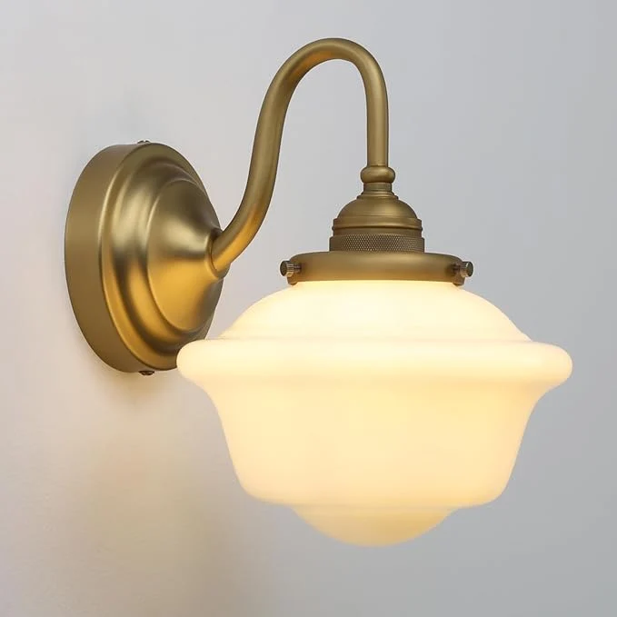 Soft Pathson Vintage Wall Sconce with Milk White Glass Hardwired Swan-Neck Wall Vanity Light Bathroom Sconce Fixture for Living Room Foyer Loft Bedroom Farmhouse LampAbout ThisOverview Healthy