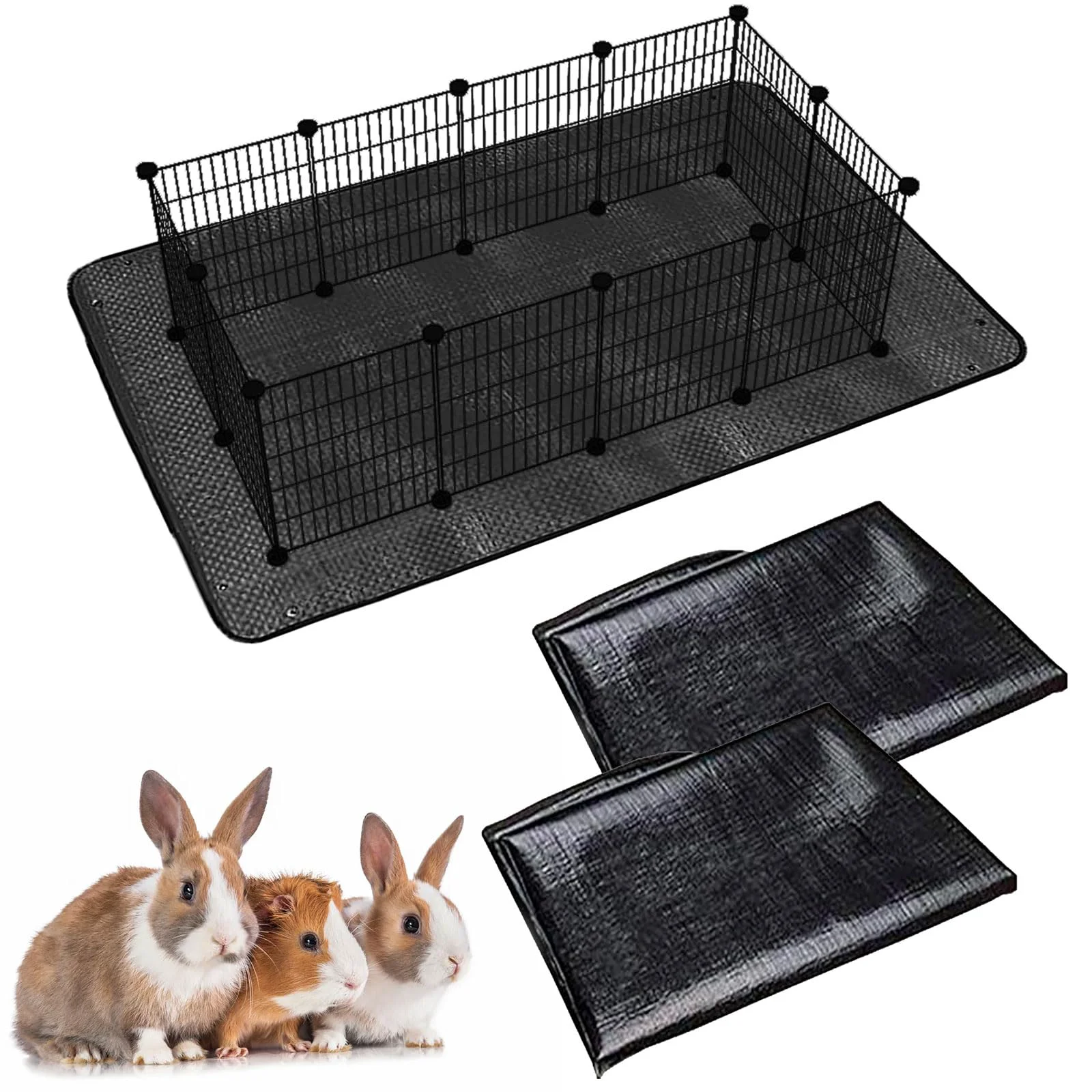 Exceptional Oncpcare Waterproof Pet Playpen Mat 59×39 in – 2-Pack Easy-Clean Cage Liner for Rabbits Guinea Pigs Black Innovative