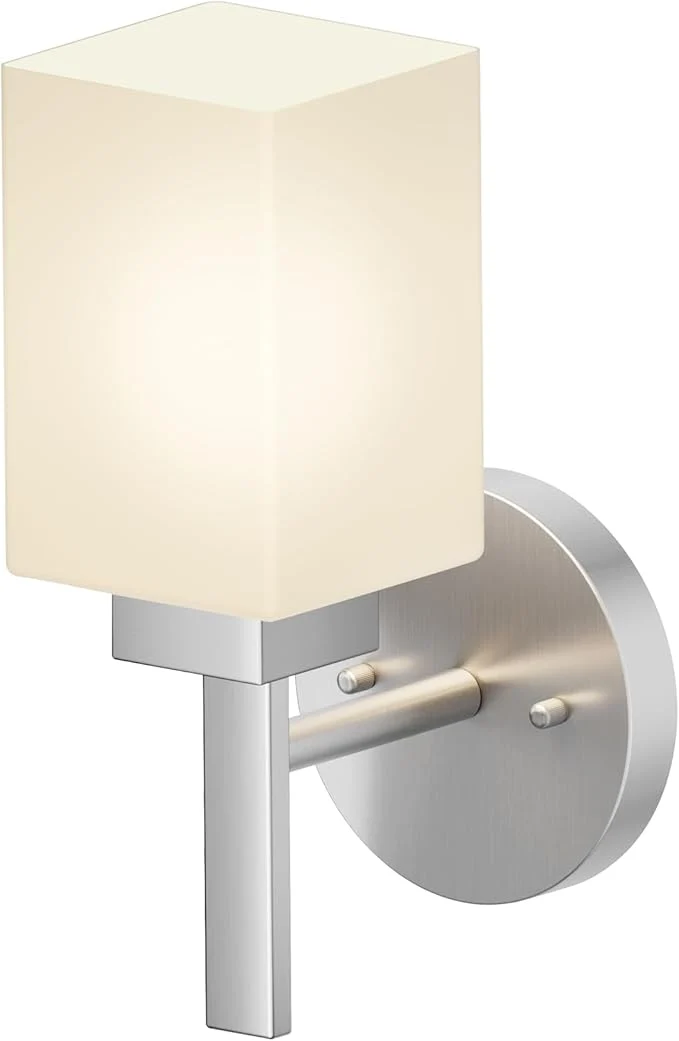 Original Design Bathroom Light Fixture Brushed Nickel Vanity Lighting with White Frosted Glass Shade Wall Lamp for Mirror Kitchen Bedroom Living Room Porch T002BR-L1About ThisOverview High-Grade