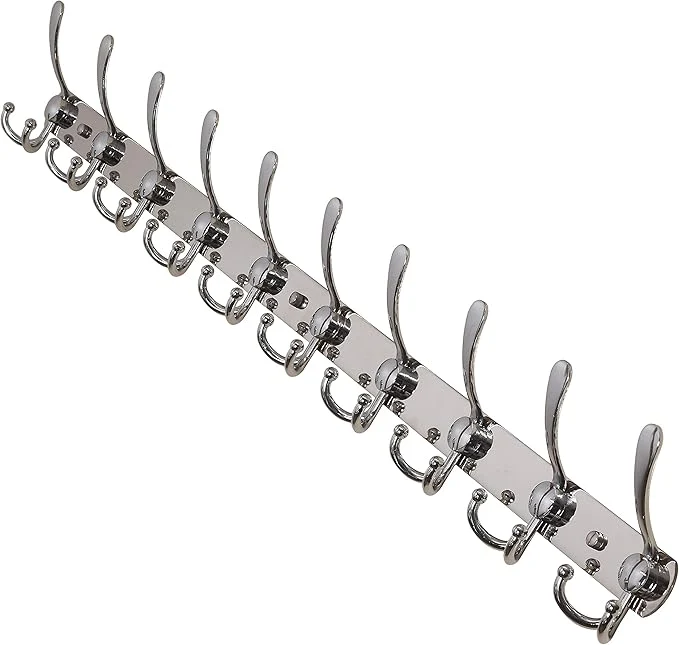 Selected Dseap Coat Rack Wall Mount – 38 Long 10-Tri-Hooks Heavy Duty Coat Hanger Rail Wall Hooks for Hanging Coats Hats Clothing Clothes Purse Mudroom Entryway ChromedAbout ThisOverview Original
