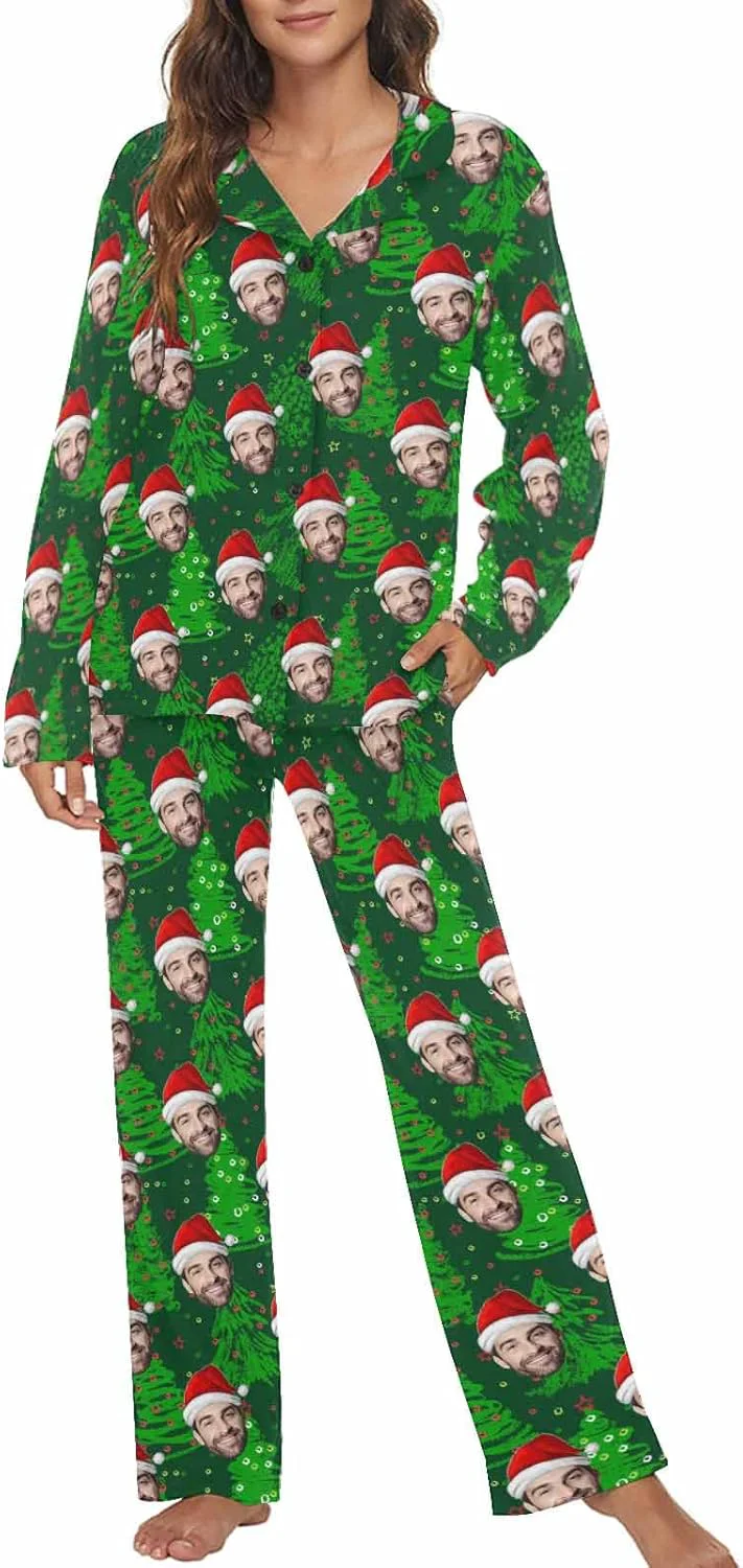 Verified MyPupSocks Custom Face Pajamas for Women Set Personalized Photo Long Sleepwear XS-XXL Exclusive