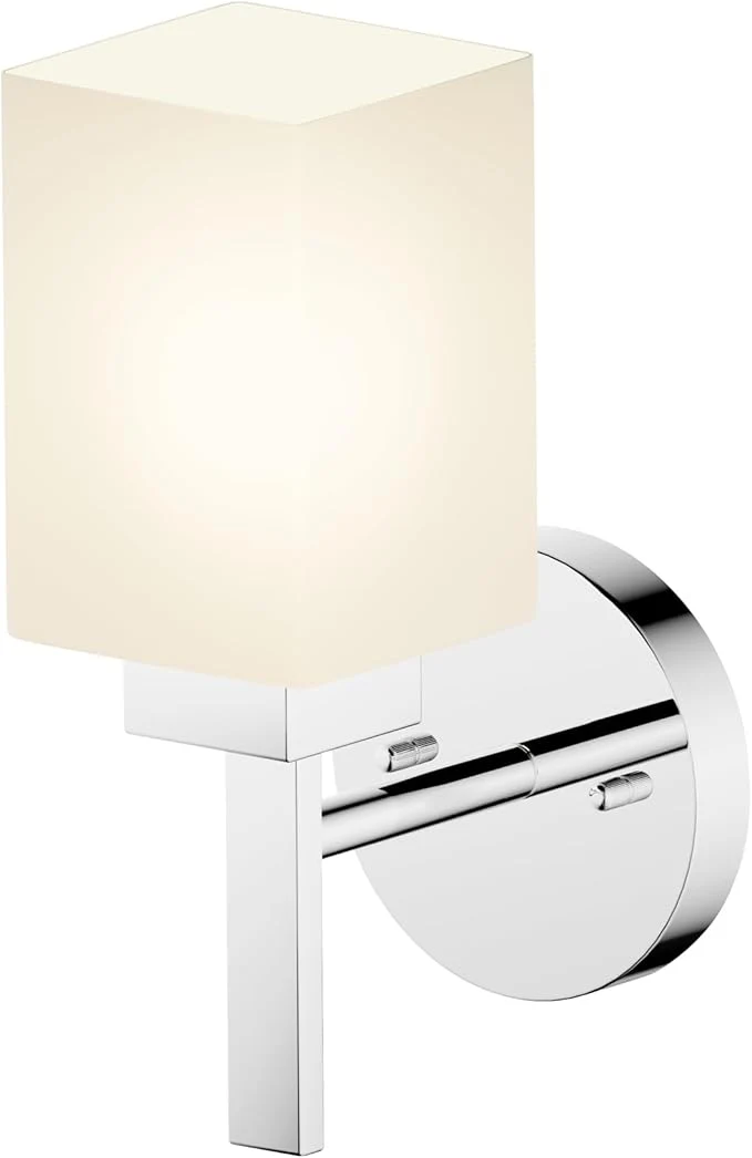 Trendy Wall Sconce Polished Chrome Bathroom Light Fixture with White Frosted Glass Shade Vanity Lightings for Mirror Hallway Entrance Porch T002CH-L1About ThisOverview High-End