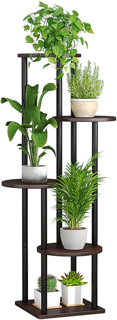 Effective AZERPIAN Plant Stand Indoor 5 Tier Metal Plant Shelf for Multiple Plants Corner Tall Flower Holders for Living Room Balcony Bedroom Patio Garden Black Oak 5 Tier About ThisOverview Flexible