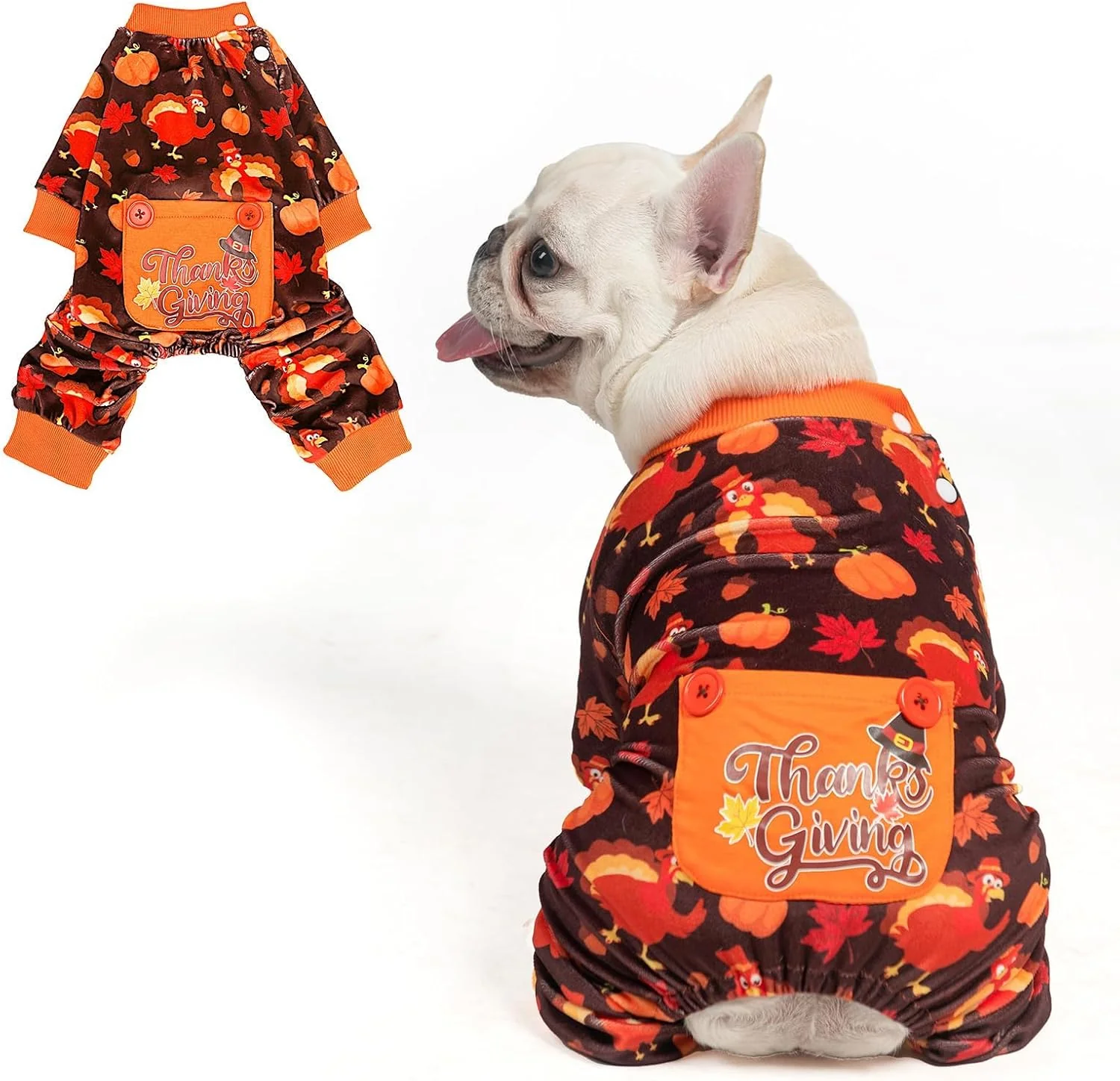 Proven BEAUTYZOO Dog Thanksgiving Pajamas Small Sized Dog Fleece Funny Ghost Pumpkin Costumes for Dogs Soft Stretchable Doggy Onesie with Feet Pet Apparel Clothes for Small Dogs Boy Girl Orange S High-Quality