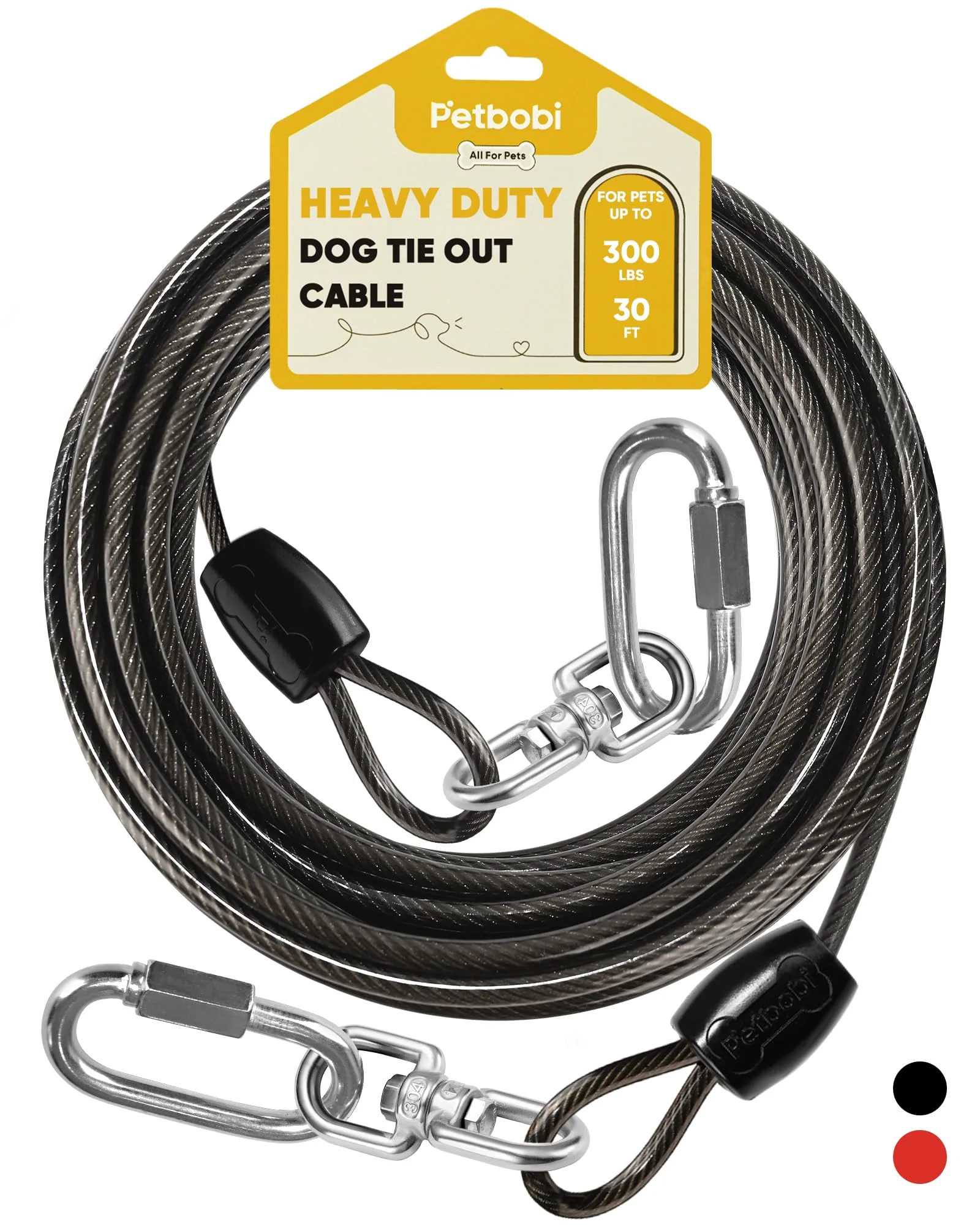 Fashionable Petbobi Heavy-Duty Dog Tie-Out Cable – 30FT Rust-Proof 6mm Stainless Steel with 360° Swivel Environmentally Friendly