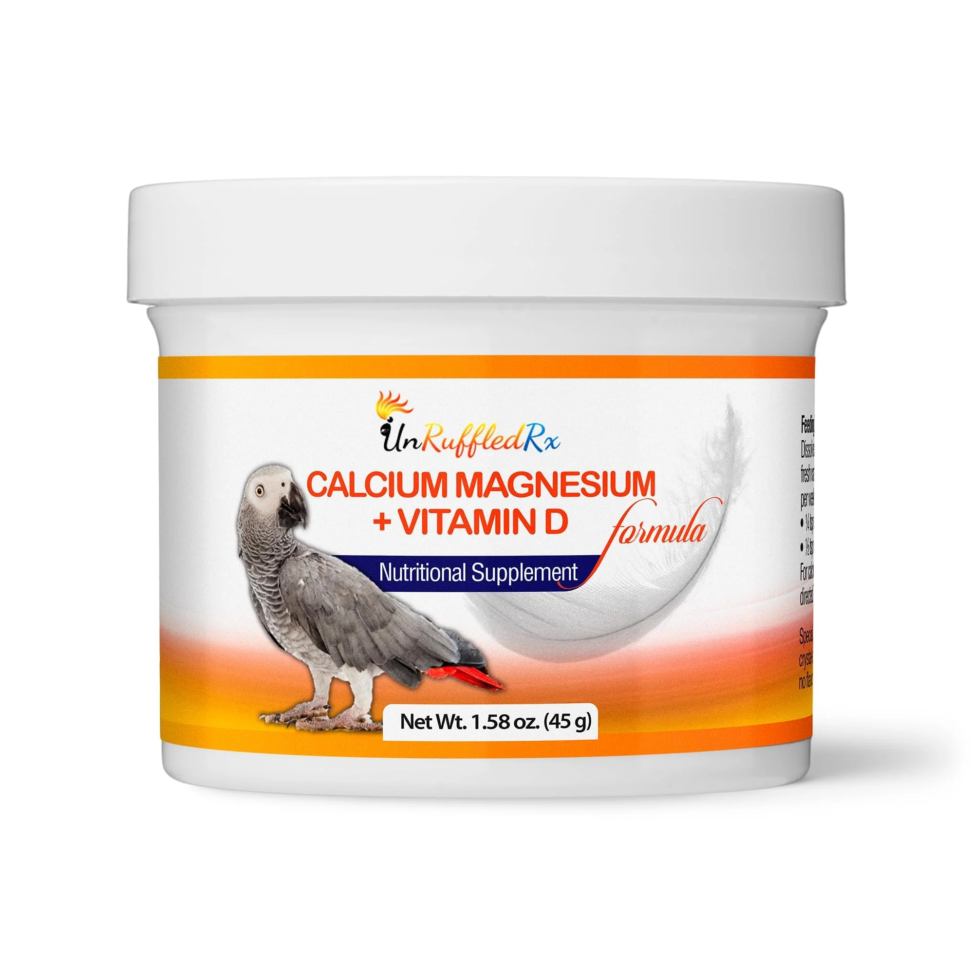 Trusted UnRuffledRx Bird Calcium Plus with Magnesium D3 — Dissolves Clear Supports Bone Muscle Feathers Powerful