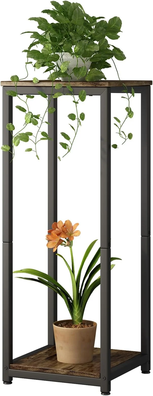 High-Quality Plant Stand Indoor Corner Tall 2 Tier Metal Modern Flower Storage Plant Shelf Holder for Living Room Balcony Garden Black 2 Tier-Black About ThisOverview Breathable